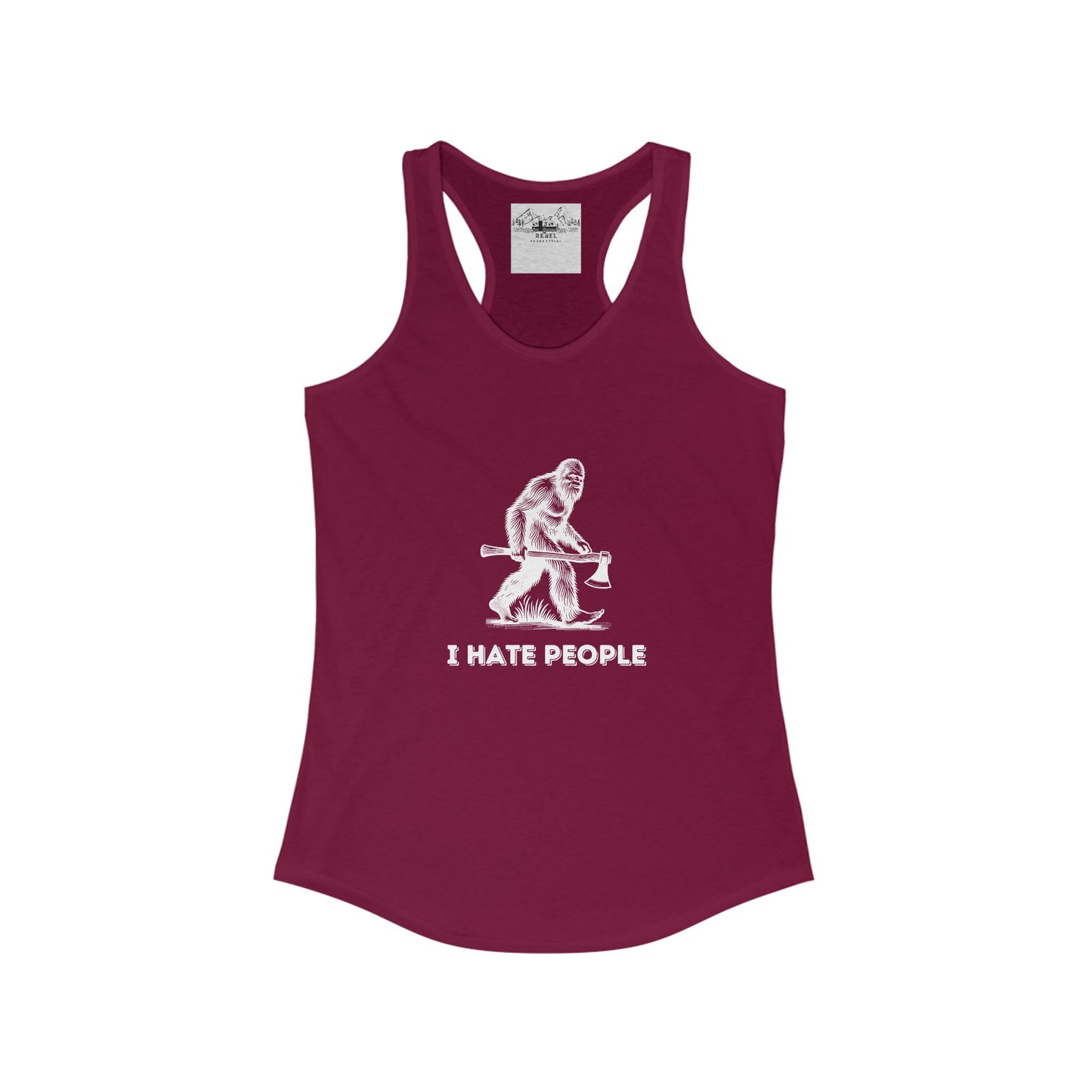 Bigfoot with Axe – "I Hate People" Racerback Tank