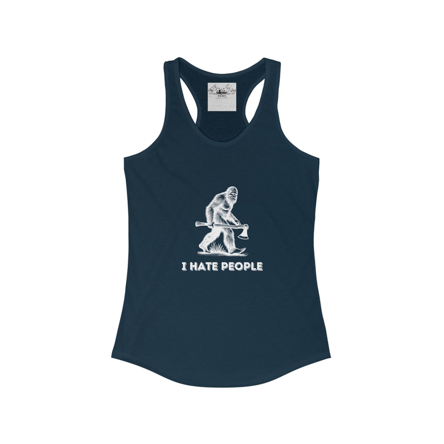 Bigfoot with Axe – "I Hate People" Racerback Tank