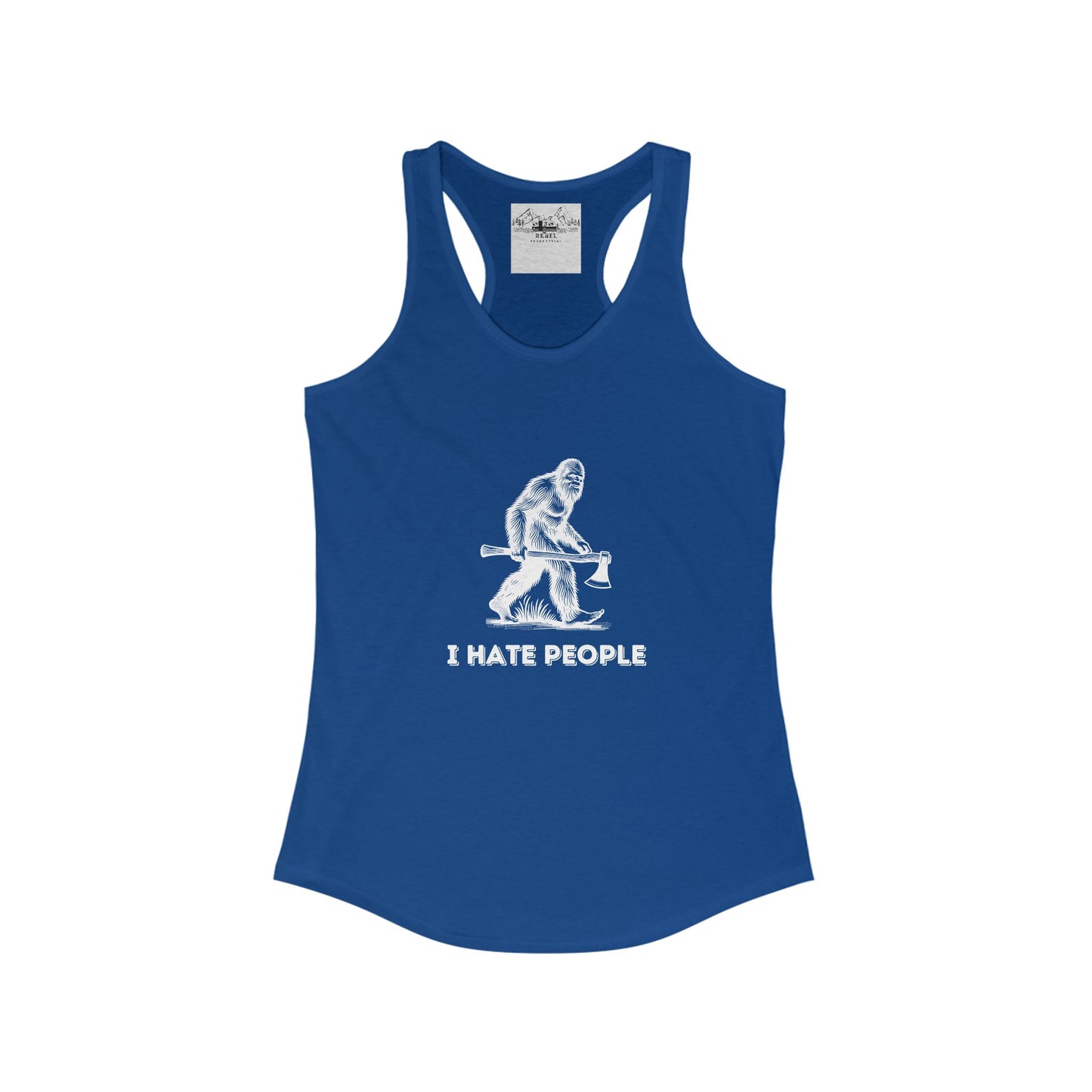 Bigfoot with Axe – "I Hate People" Racerback Tank