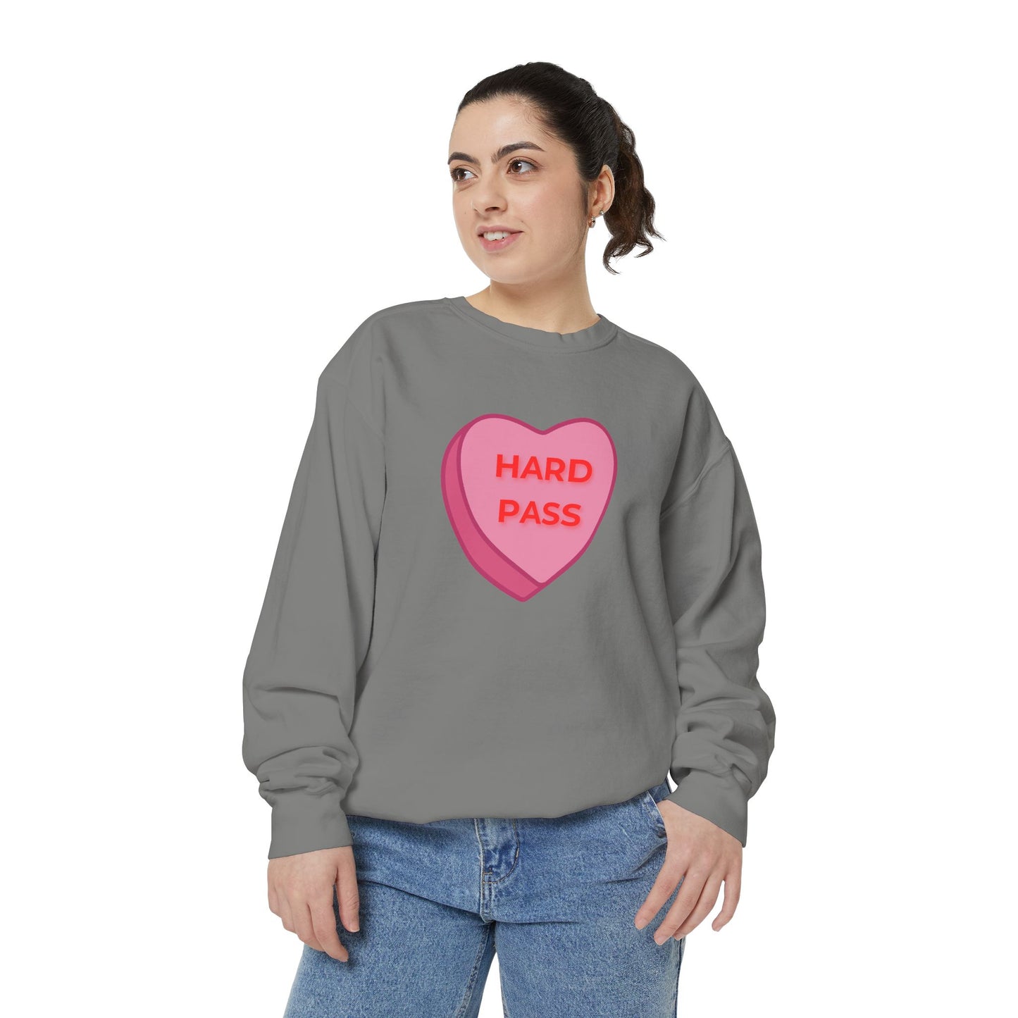 Hard Pass Candy Heart Color Blast Sweatshirt