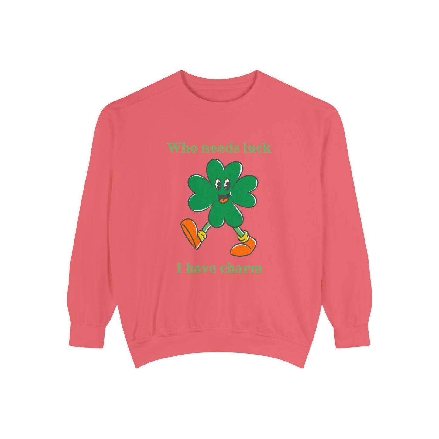 "I Have Charm" Relaxed Fit Sweatshirt – Smiling Shamrock Graphic