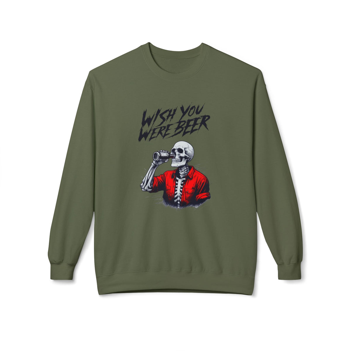 Wish You Were Beer – Skeleton Crewneck Sweatshirt