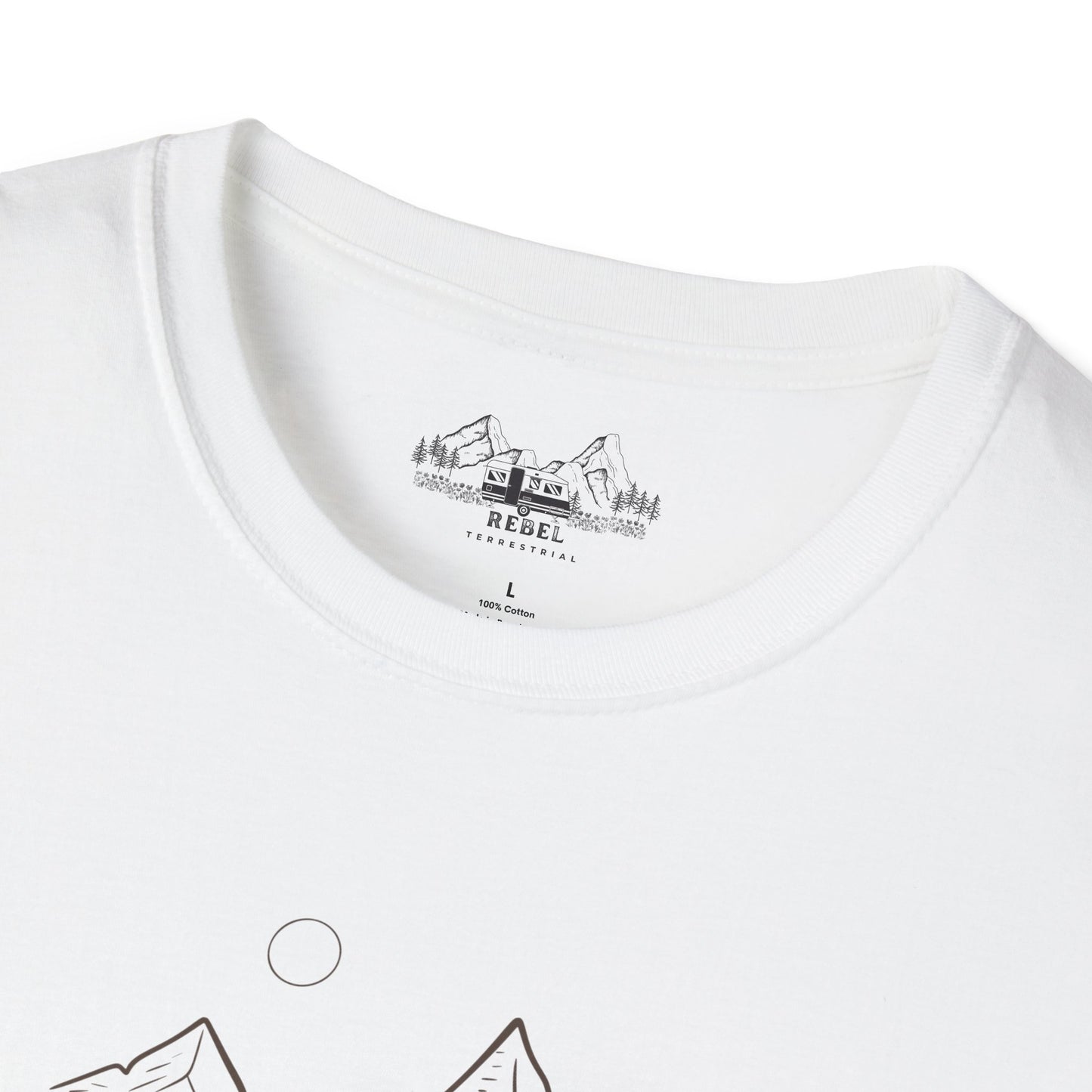 Just Another Half Mile or So | Minimalist Mountain Scene Unisex Softstyle T-Shirt