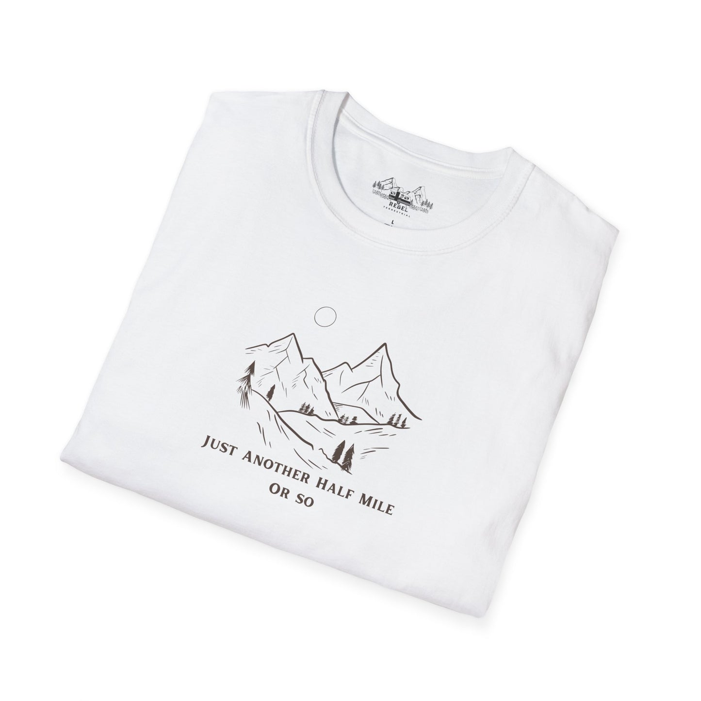 Just Another Half Mile or So | Minimalist Mountain Scene Unisex Softstyle T-Shirt