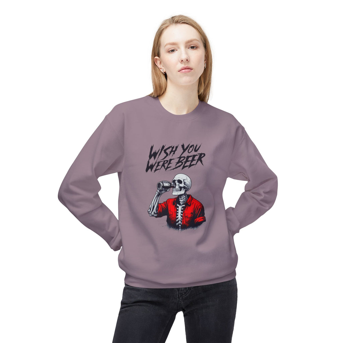 Wish You Were Beer – Skeleton Crewneck Sweatshirt