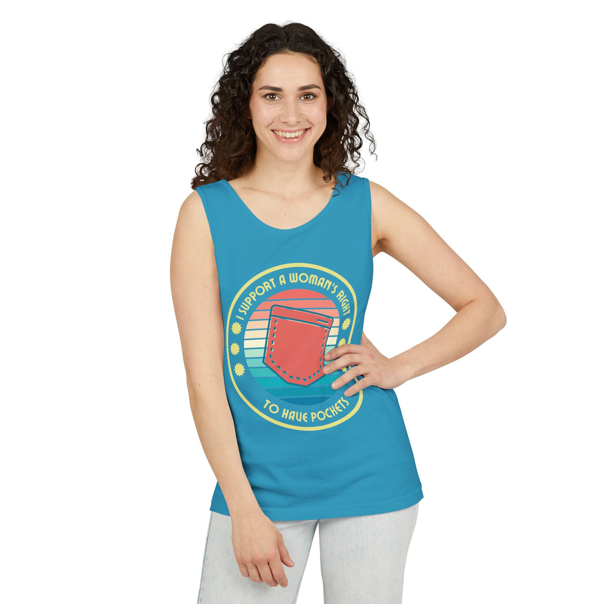 I Support a Woman’s Right to Have Pockets – Unisex Jersey Tank