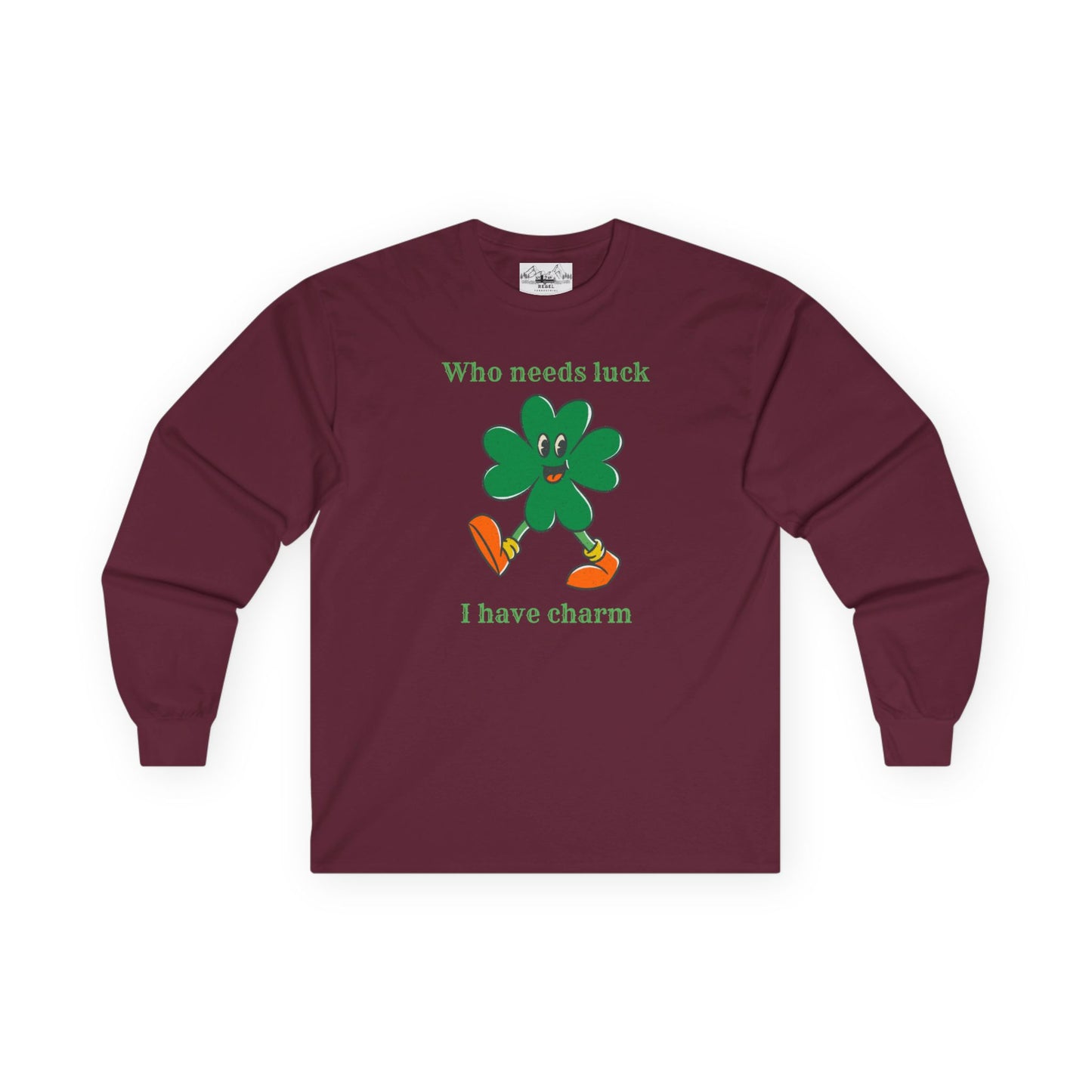 "I Have Charm" Long Sleeve Tee – Vintage Four-Leaf Character