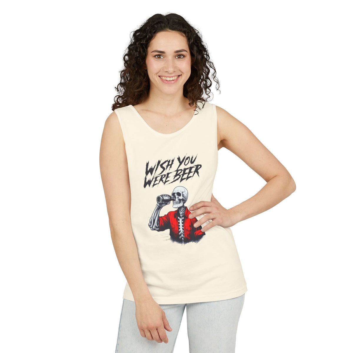 Wish You Were Beer – Funny Skeleton Tank Top