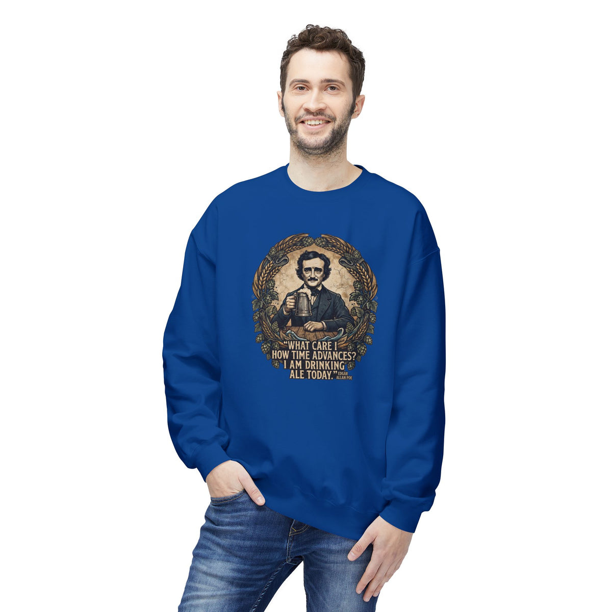 I Am Drinking Ale Today Edgar Allan Poe Crewneck Sweatshirt