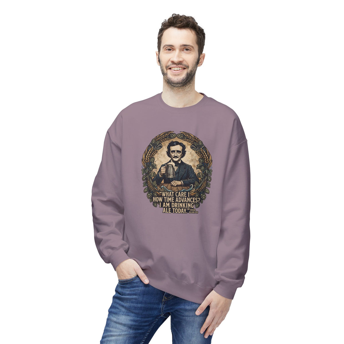 I Am Drinking Ale Today Edgar Allan Poe Crewneck Sweatshirt