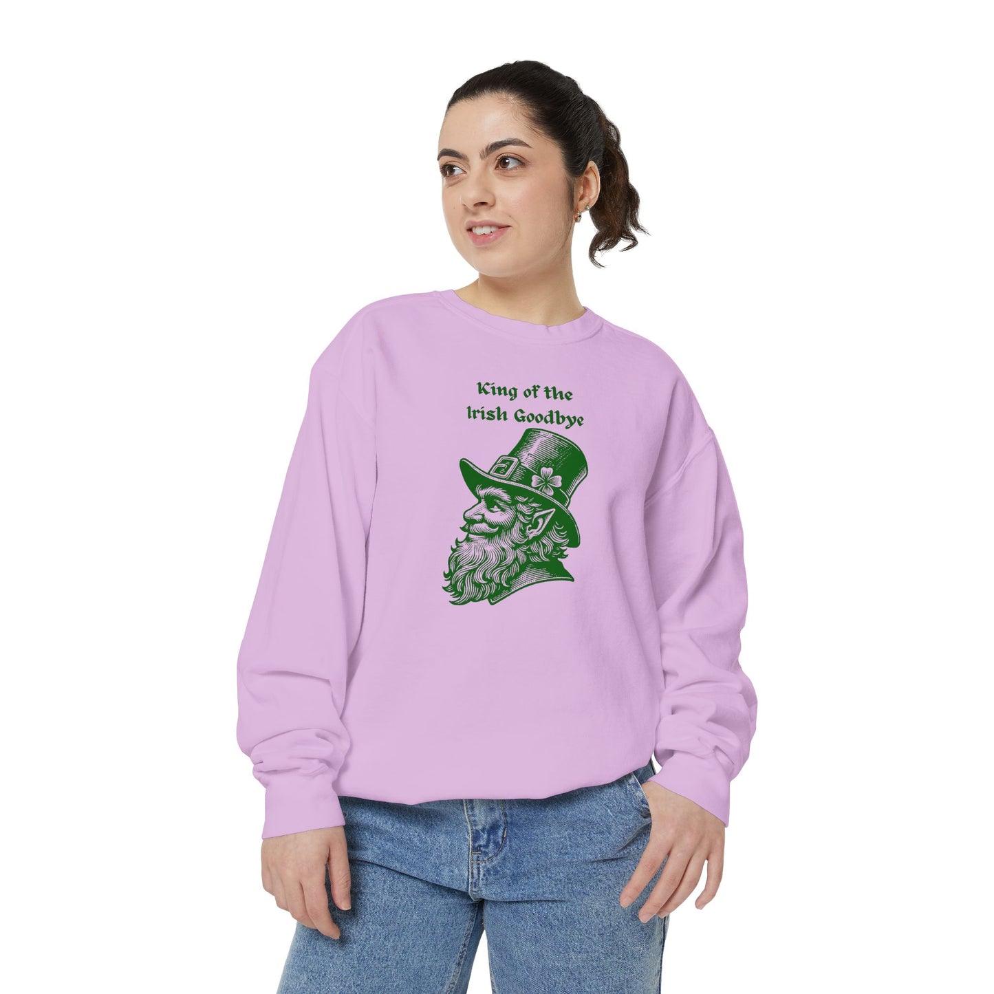 "King of the Irish Goodbye" Relaxed Fit Sweatshirt – Vintage Green Graphic