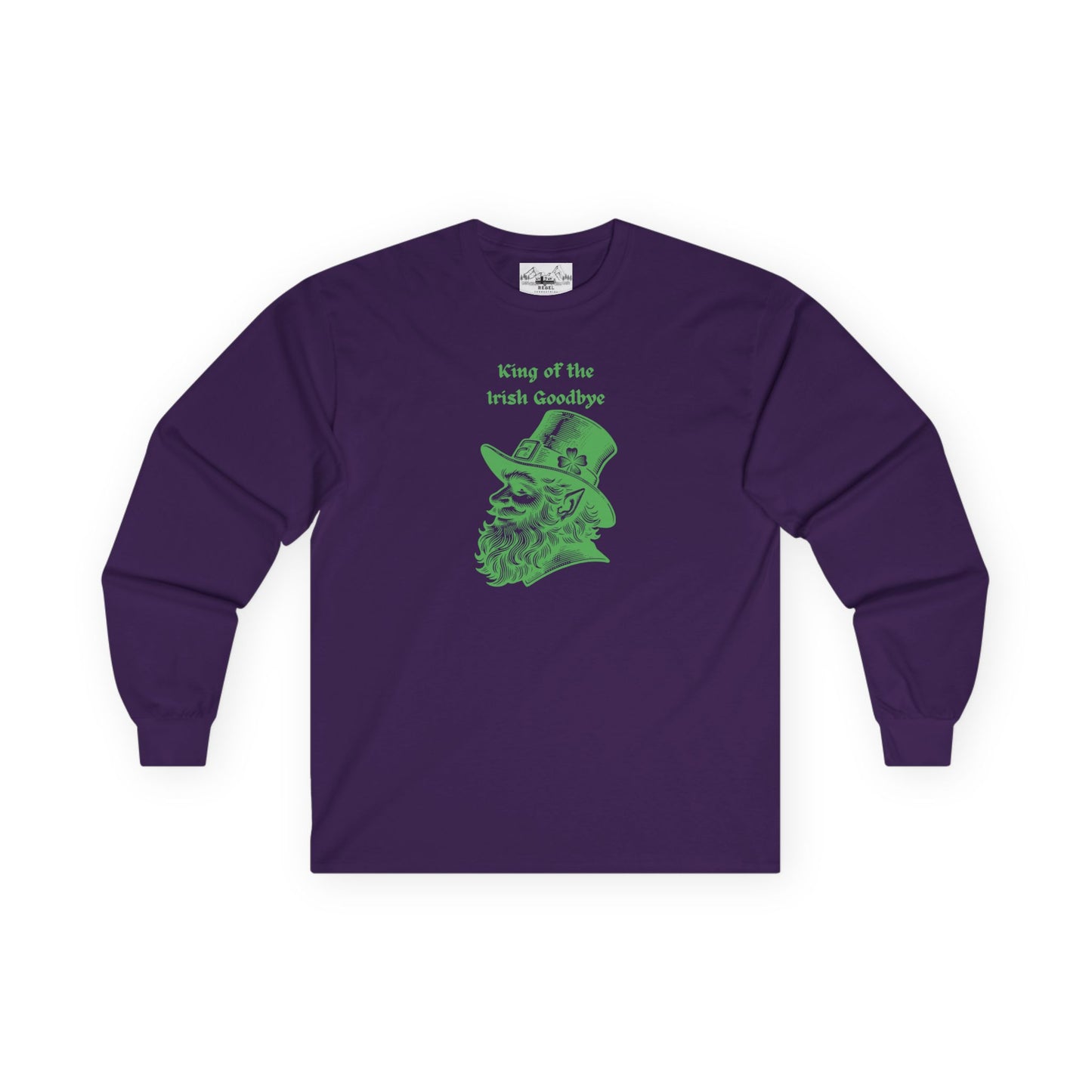 "King of the Irish Goodbye" Long Sleeve Tee – Hand-Drawn Leprechaun Graphic