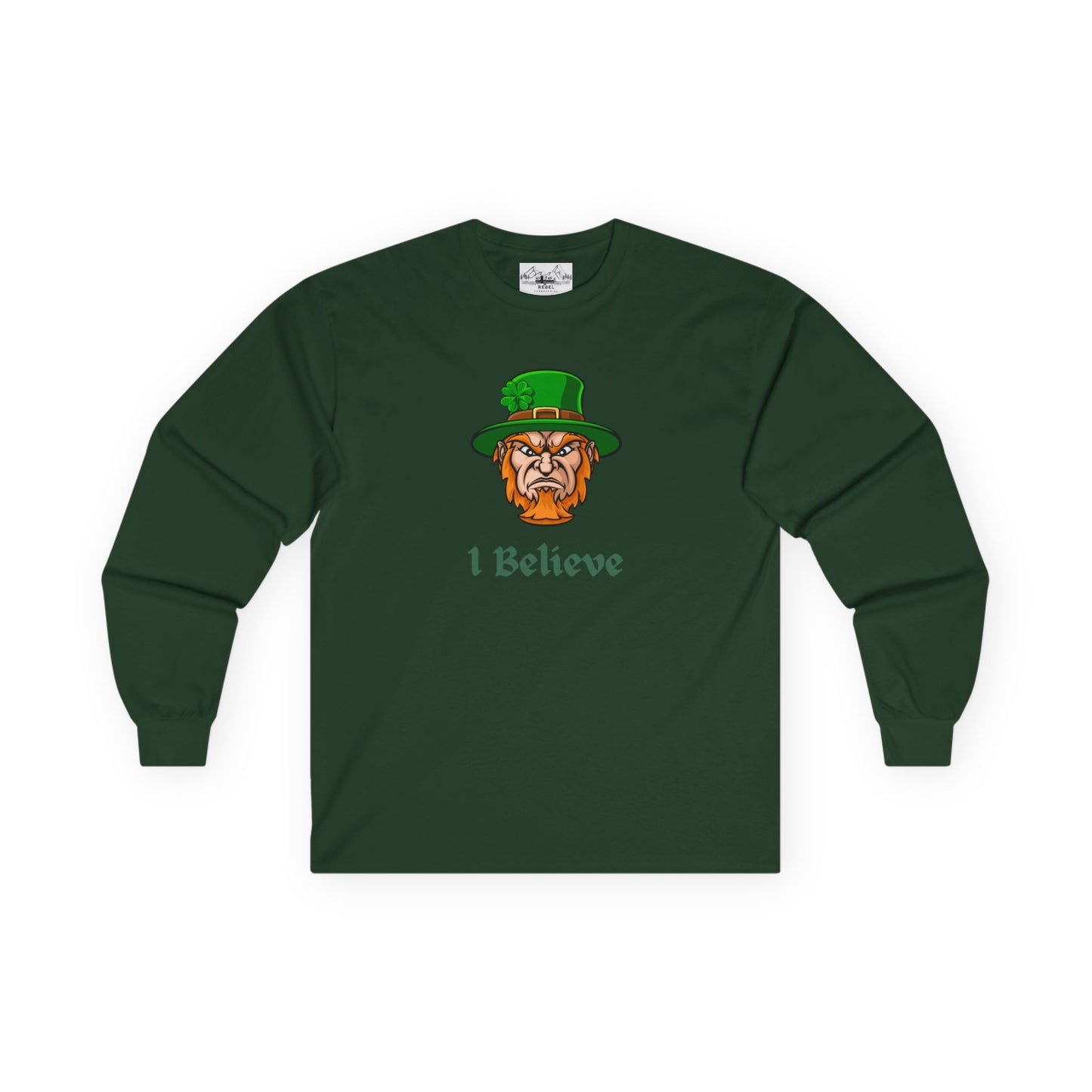 "I Believe" Long Sleeve Graphic Tee – Vintage Leprechaun Illustration