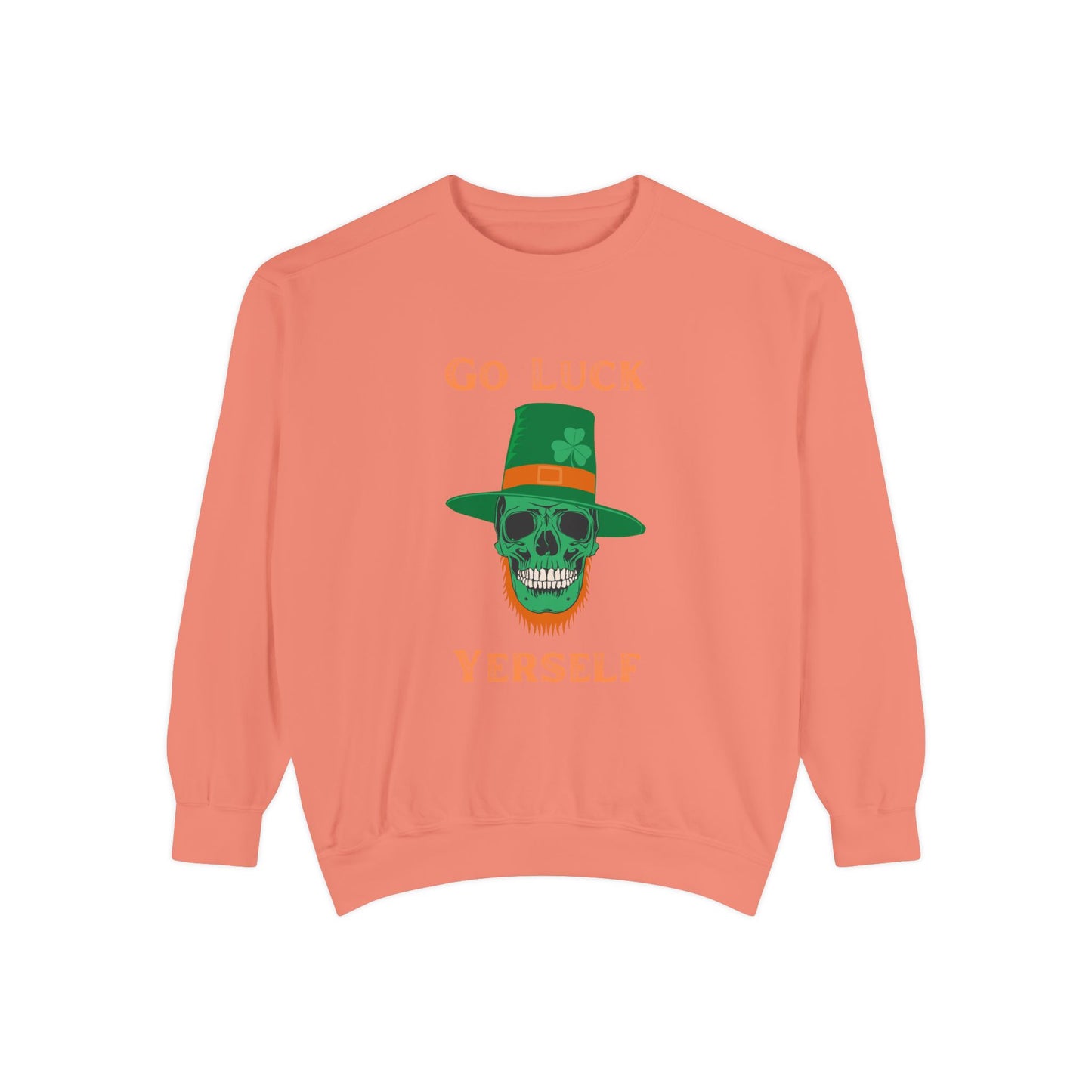 "Go Luck Yerself" Relaxed Fit Sweatshirt – Vintage Emerald Skull