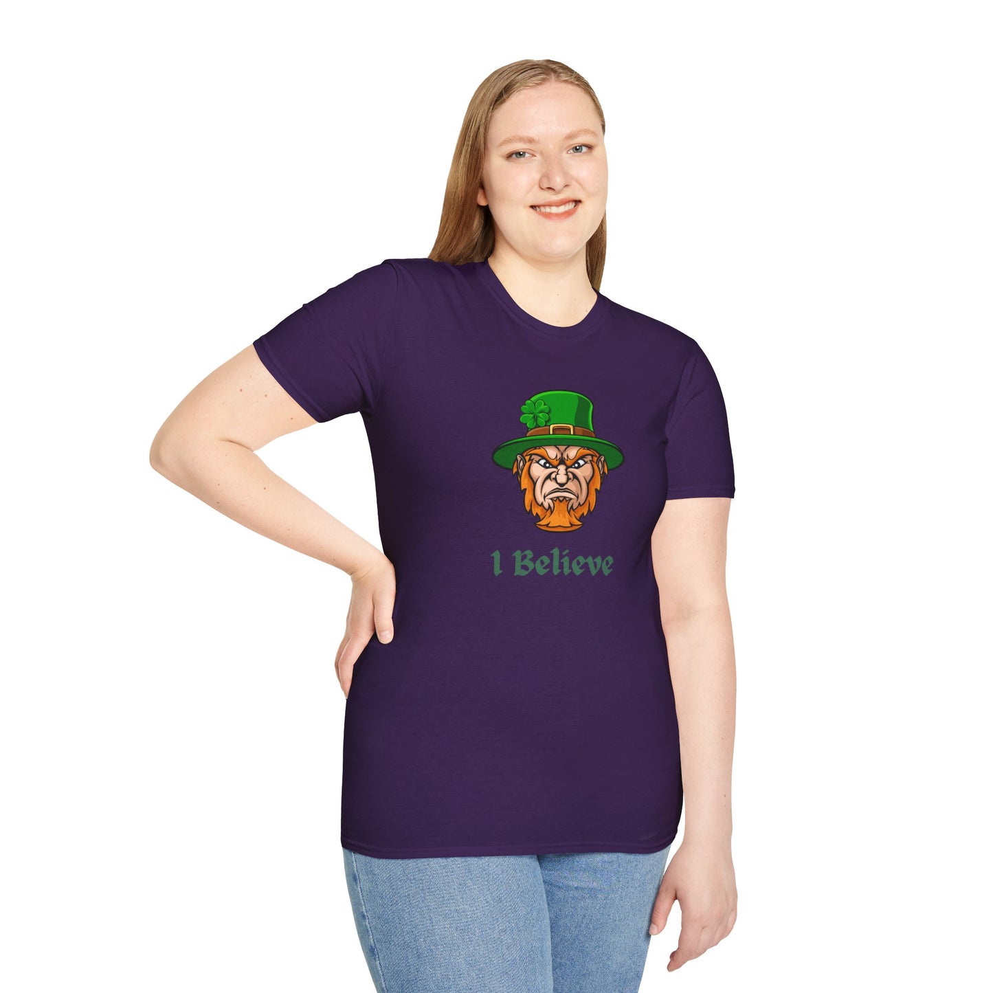 "I Believe" Angry Leprechaun Graphic Tee – Playful Celtic Spirit
