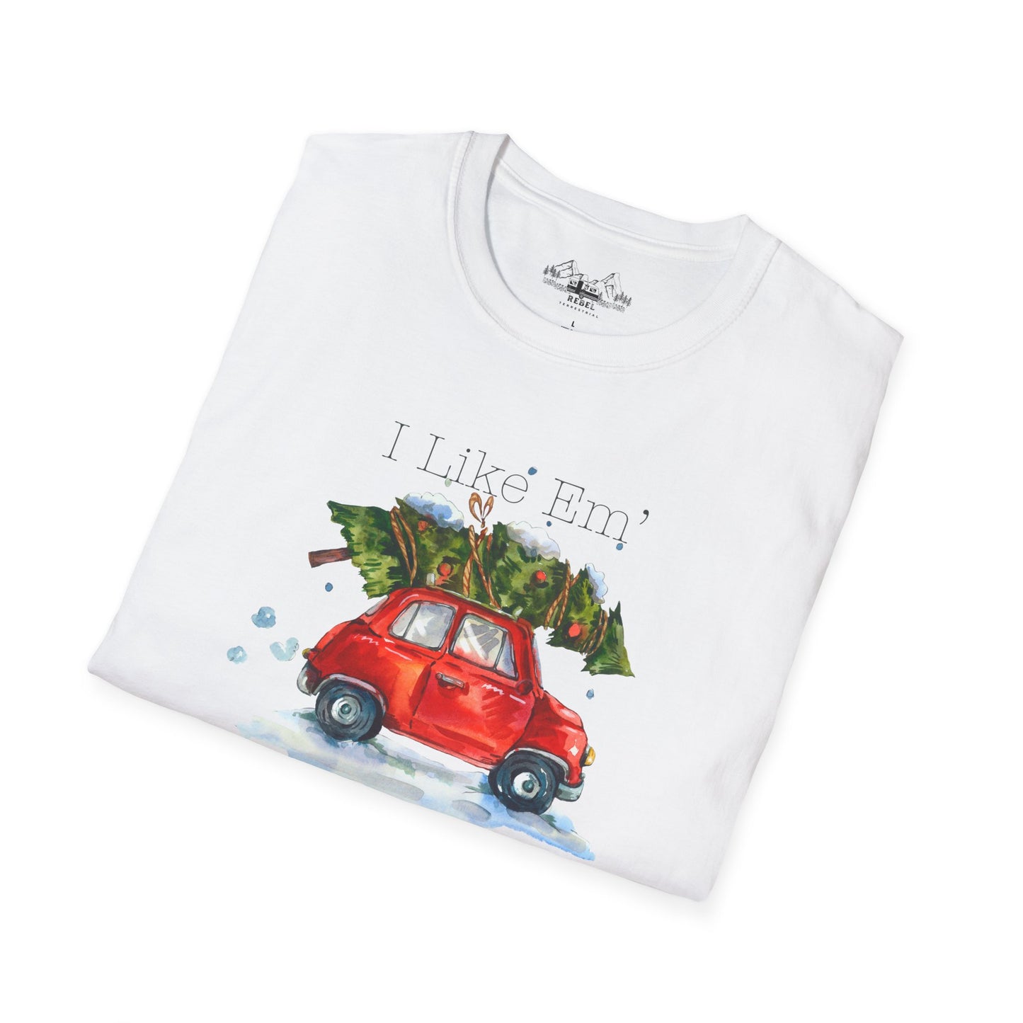 I Like 'Em Real Thick and Sprucy T-Shirt | Watercolor Retro Car & Tree