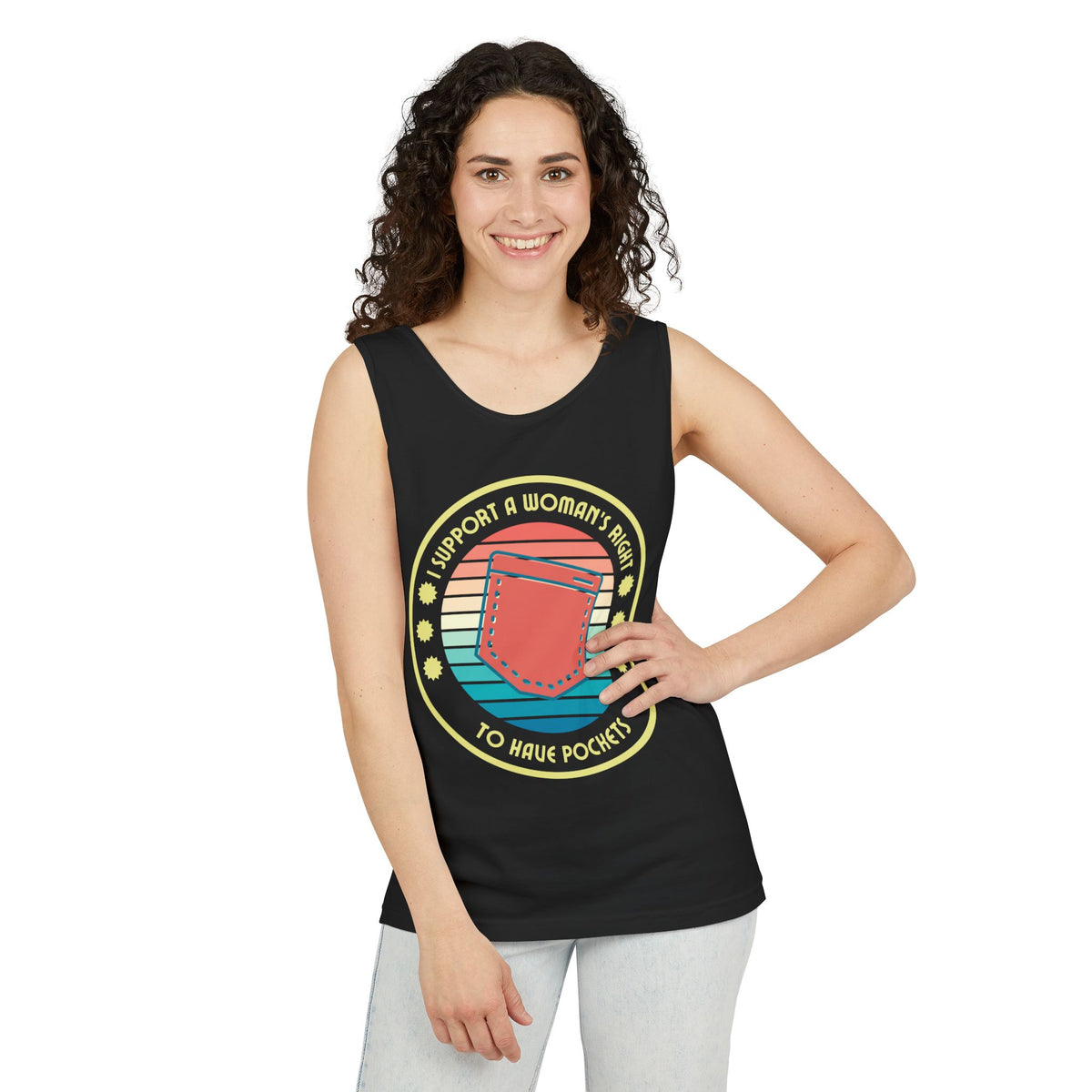 I Support a Woman’s Right to Have Pockets – Unisex Jersey Tank