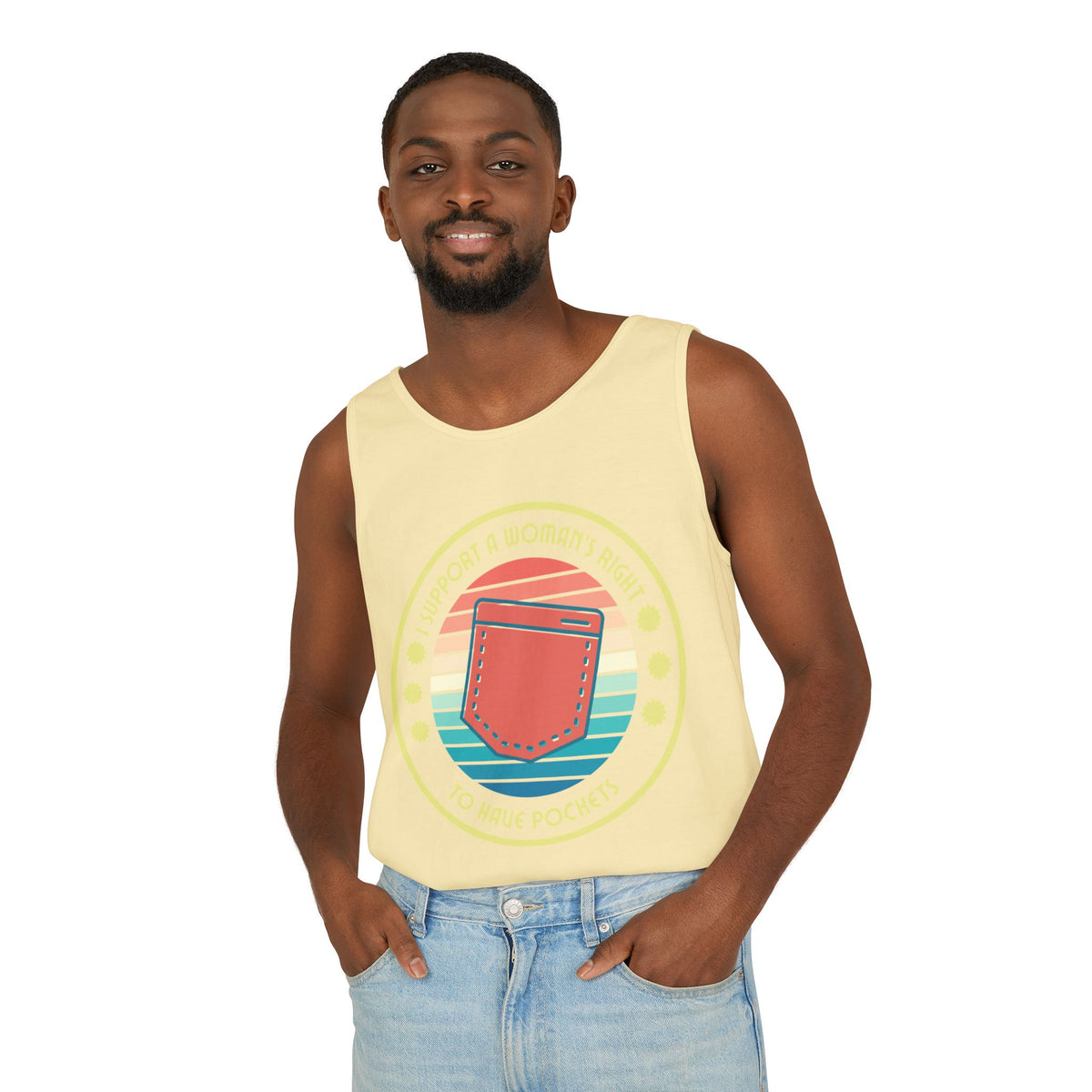 I Support a Woman’s Right to Have Pockets – Unisex Jersey Tank