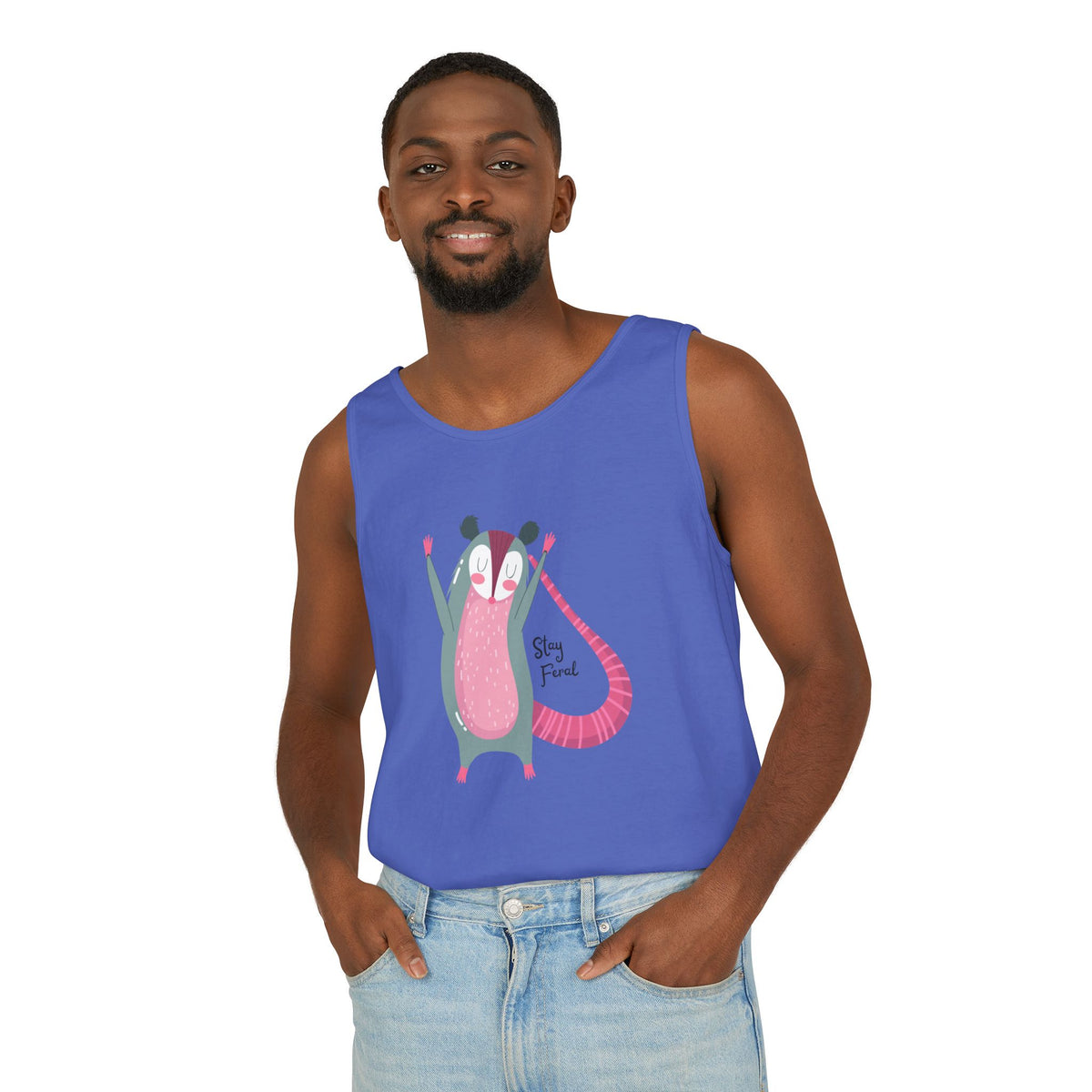 Stay Feral – Happy Possum Unisex Jersey Tank