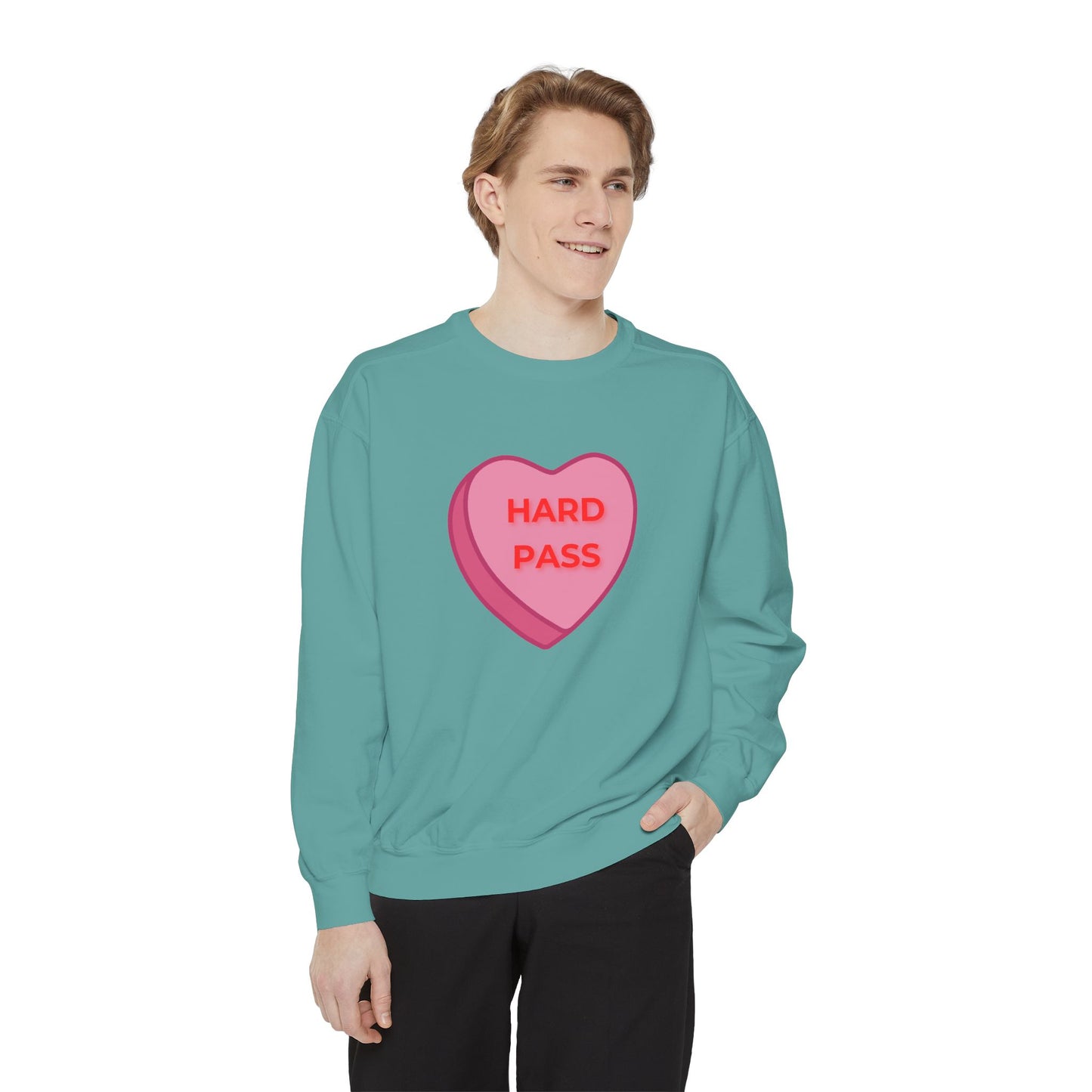 Hard Pass Candy Heart Color Blast Sweatshirt