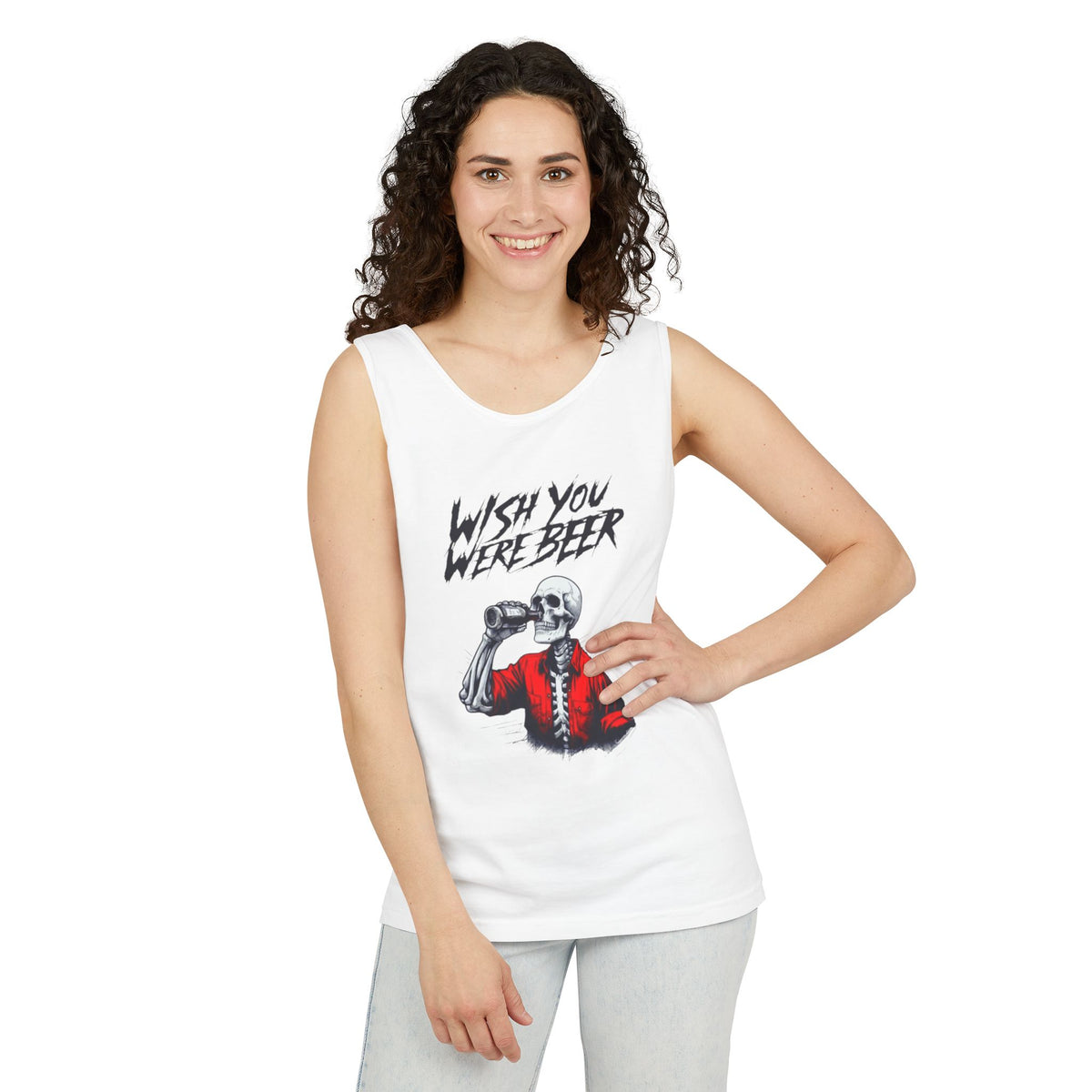 Wish You Were Beer – Funny Skeleton Tank Top