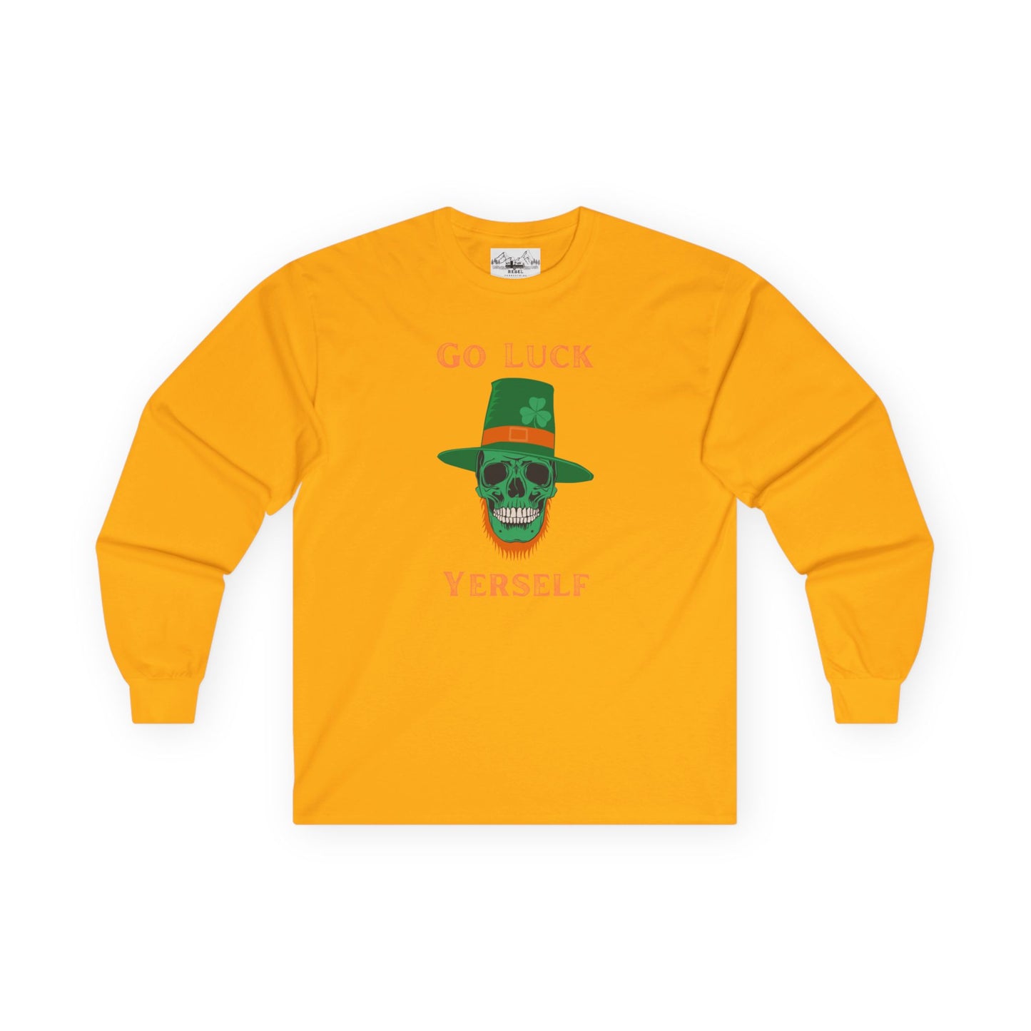 "Go Luck Yerself" Long Sleeve Tee – Emerald Skull Graphic
