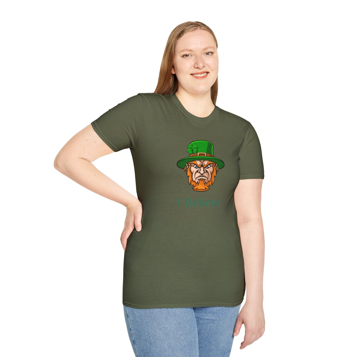 "I Believe" Angry Leprechaun Graphic Tee – Playful Celtic Spirit