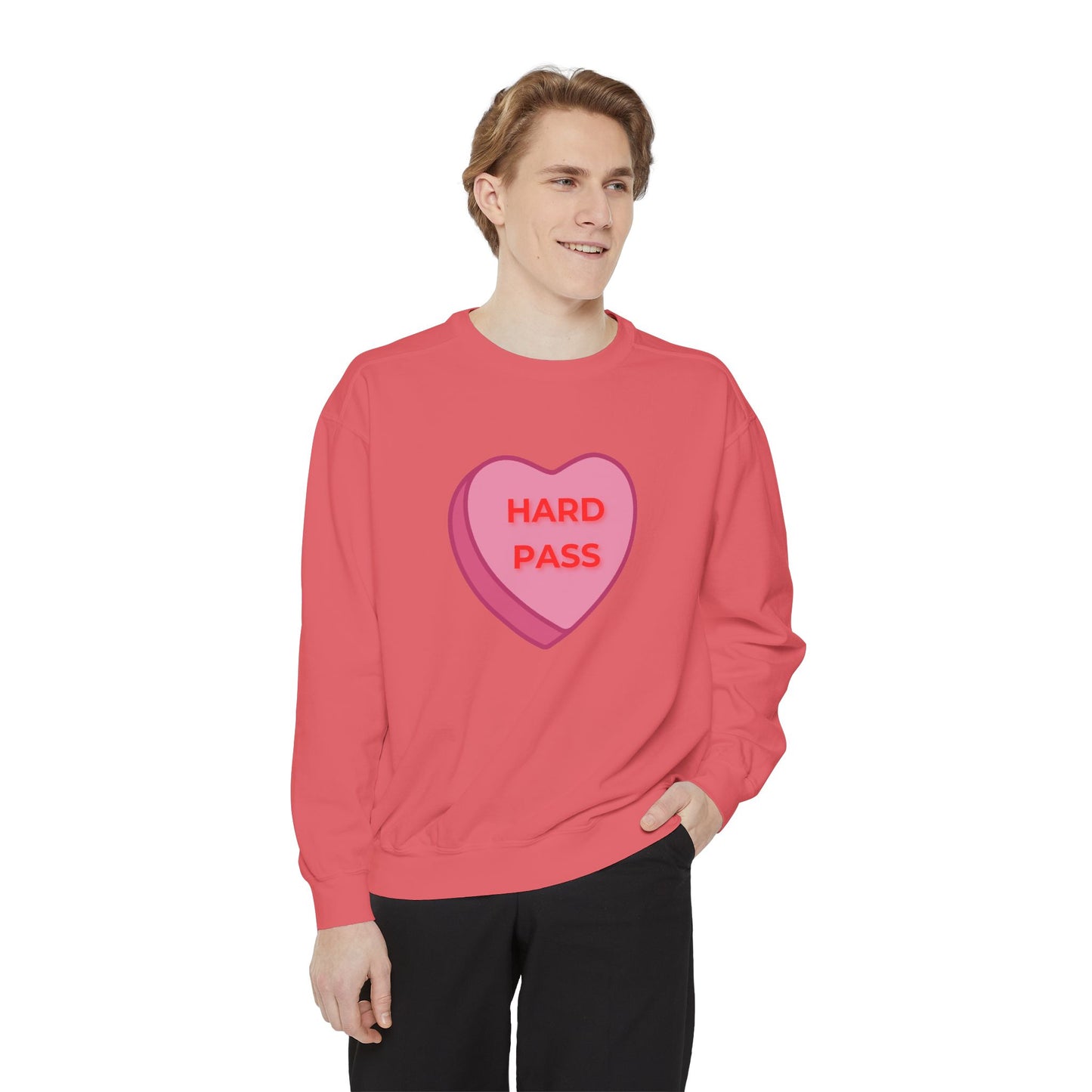 Hard Pass Candy Heart Color Blast Sweatshirt