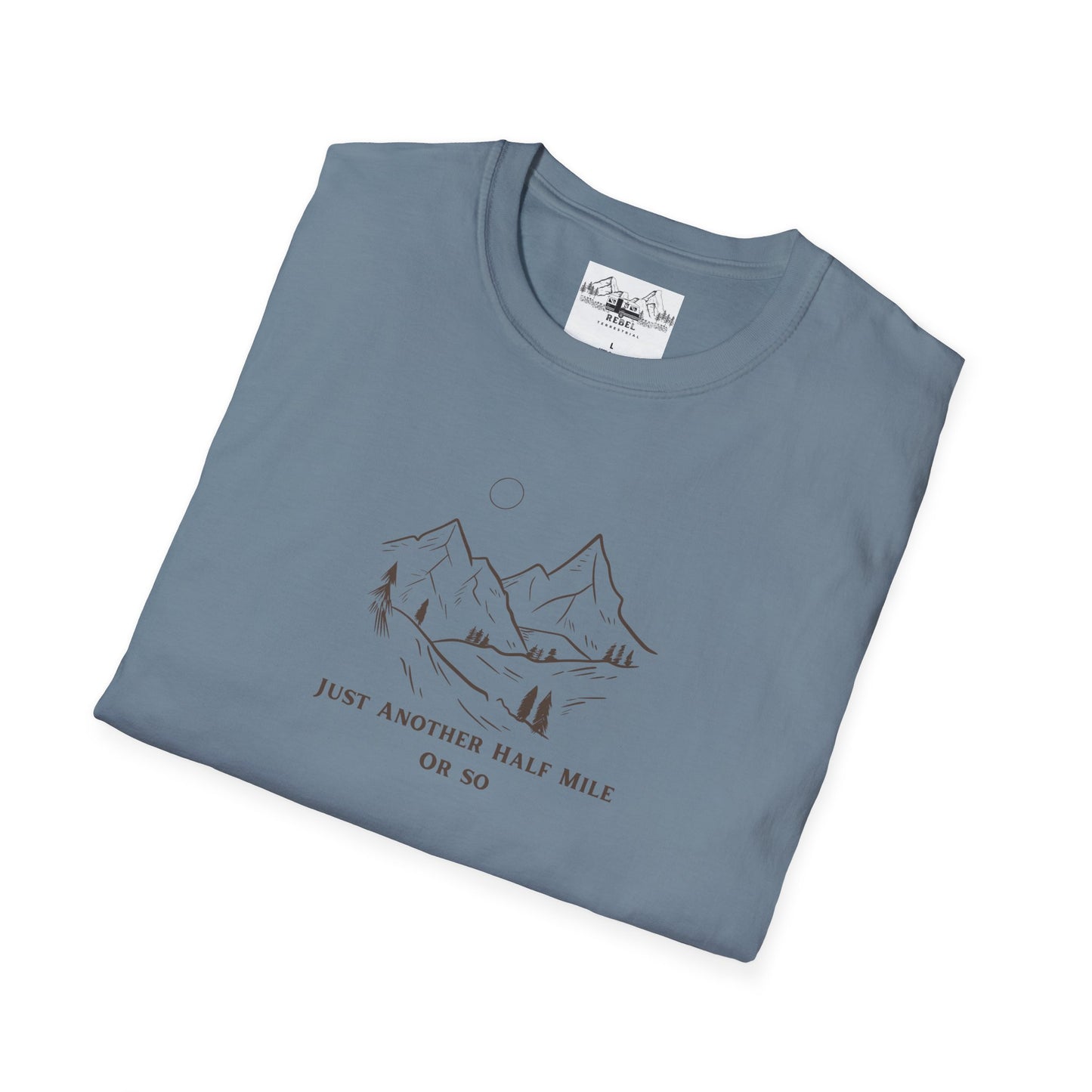 Just Another Half Mile or So | Minimalist Mountain Scene Unisex Softstyle T-Shirt