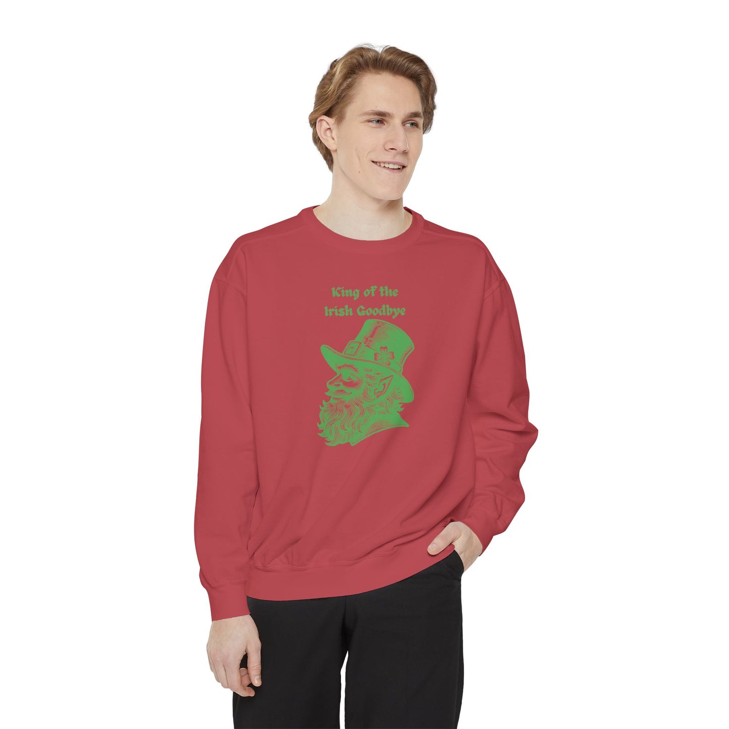 "King of the Irish Goodbye" Relaxed Fit Sweatshirt – Vintage Green Graphic