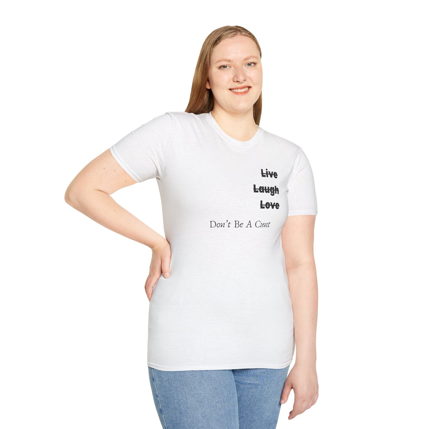 "Live Laugh Love" Subversive Graphic Tee – Wry Humor Statement