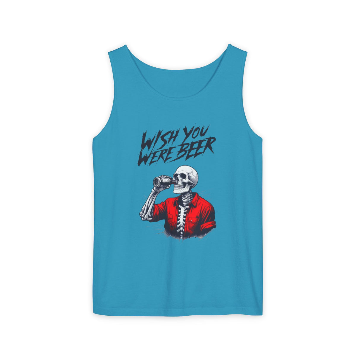 Wish You Were Beer – Funny Skeleton Tank Top
