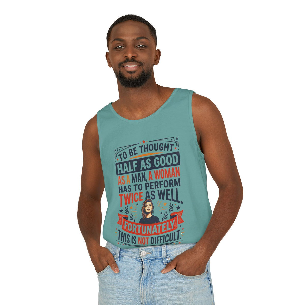 “Twice as Well” Feminist Unisex Cotton Tank Top