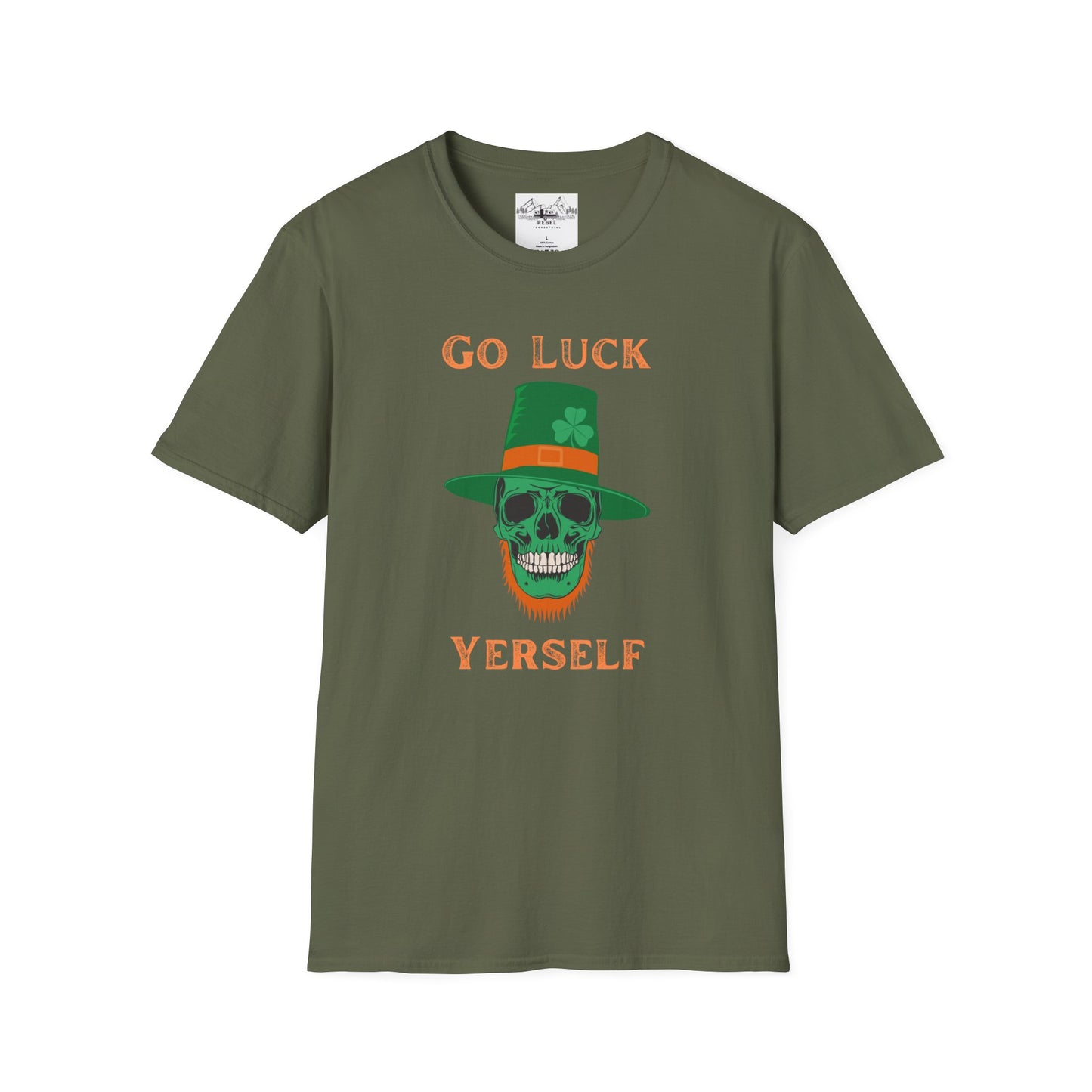 "Go Luck Yerself" Graphic Tee – Emerald Skull & Leprechaun Hat