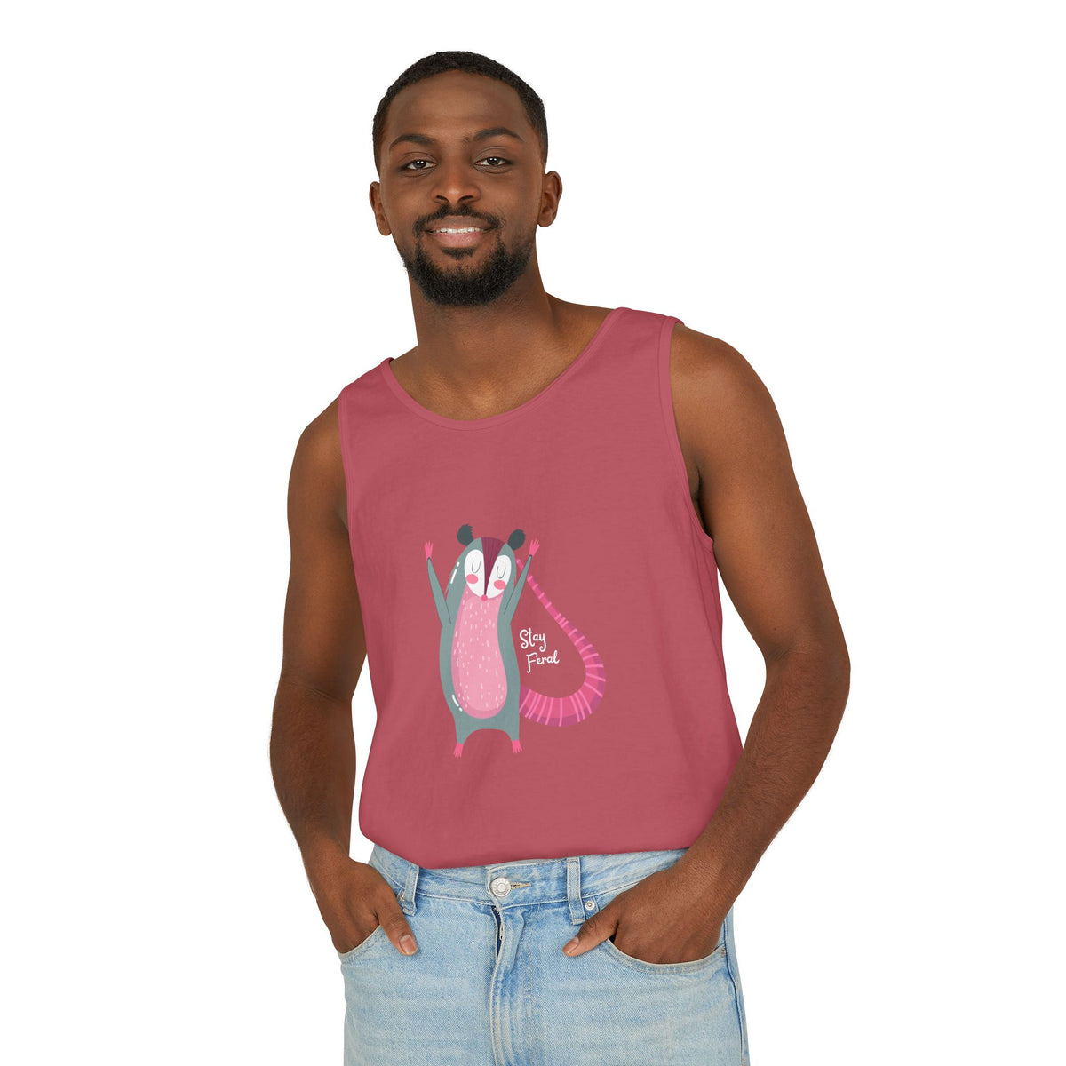 Stay Feral – Happy Possum Unisex Jersey Tank