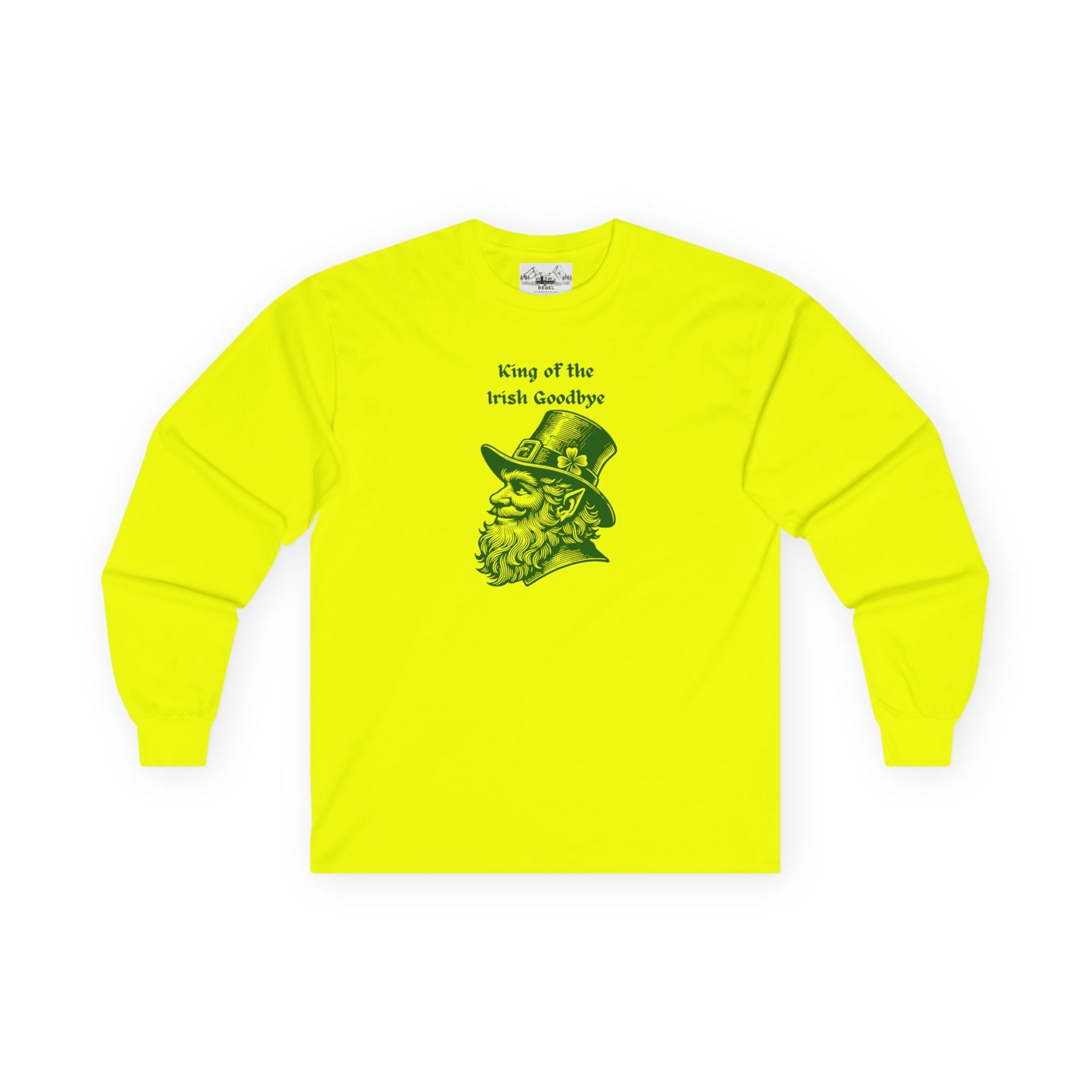 "King of the Irish Goodbye" Long Sleeve Tee – Hand-Drawn Leprechaun Graphic