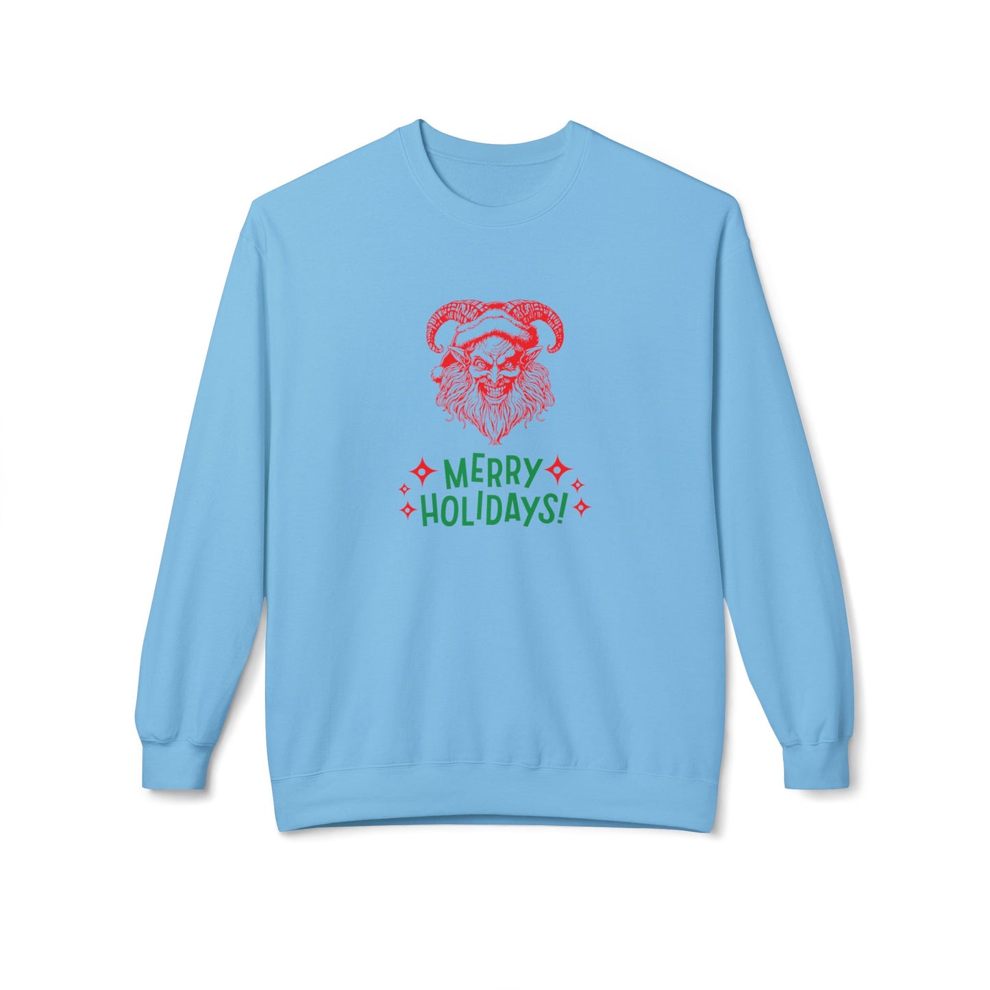 Smiling Krampus "Merry Holidays" Midweight Crewneck Sweatshirt | Cozy Fleece