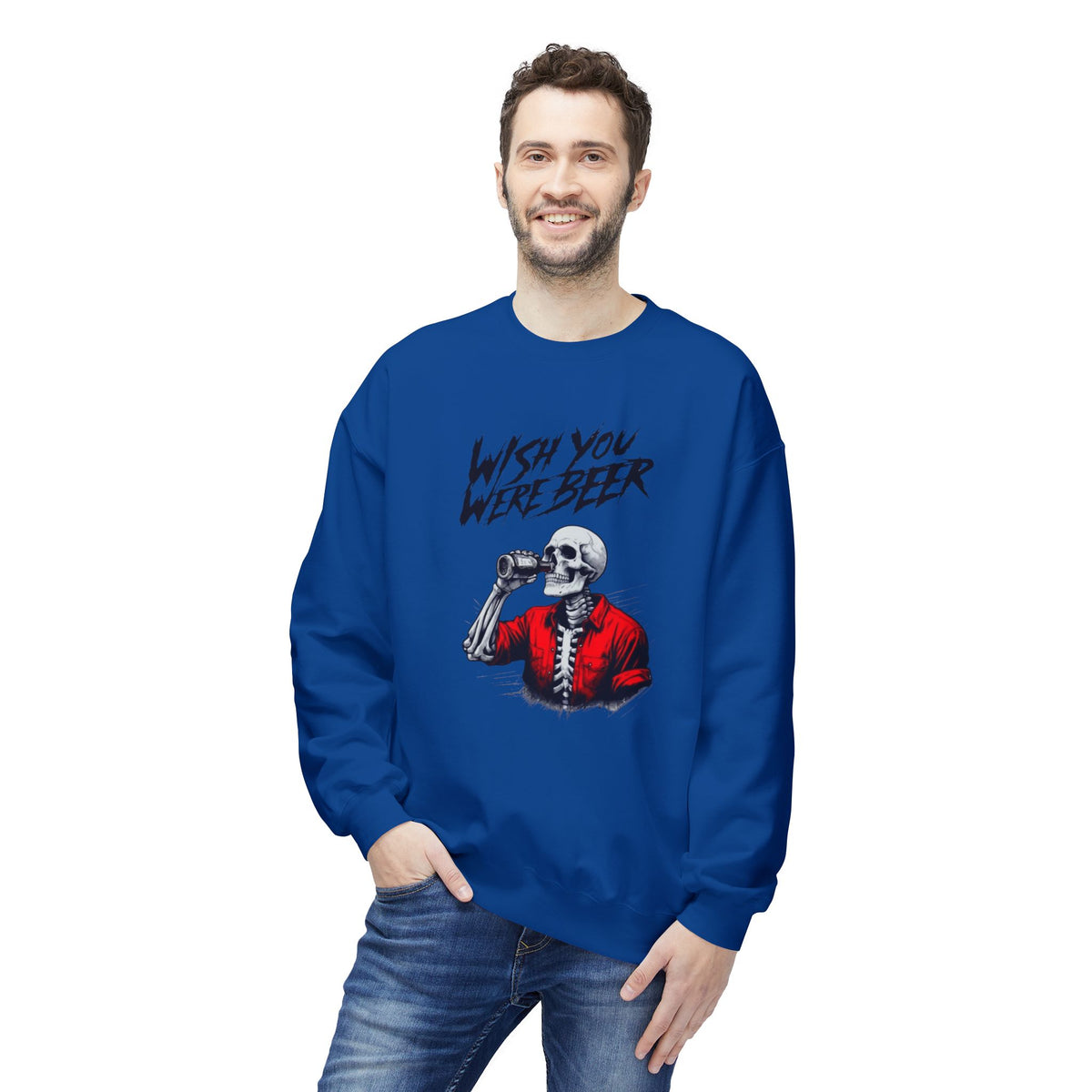 Wish You Were Beer – Skeleton Crewneck Sweatshirt