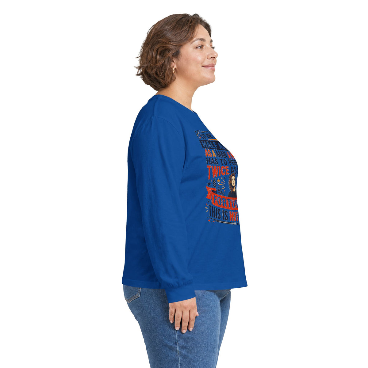 "Twice as Well" Vintage-Style Feminist Graphic Long Sleeve Tee | Retro Sarcastic Shirt