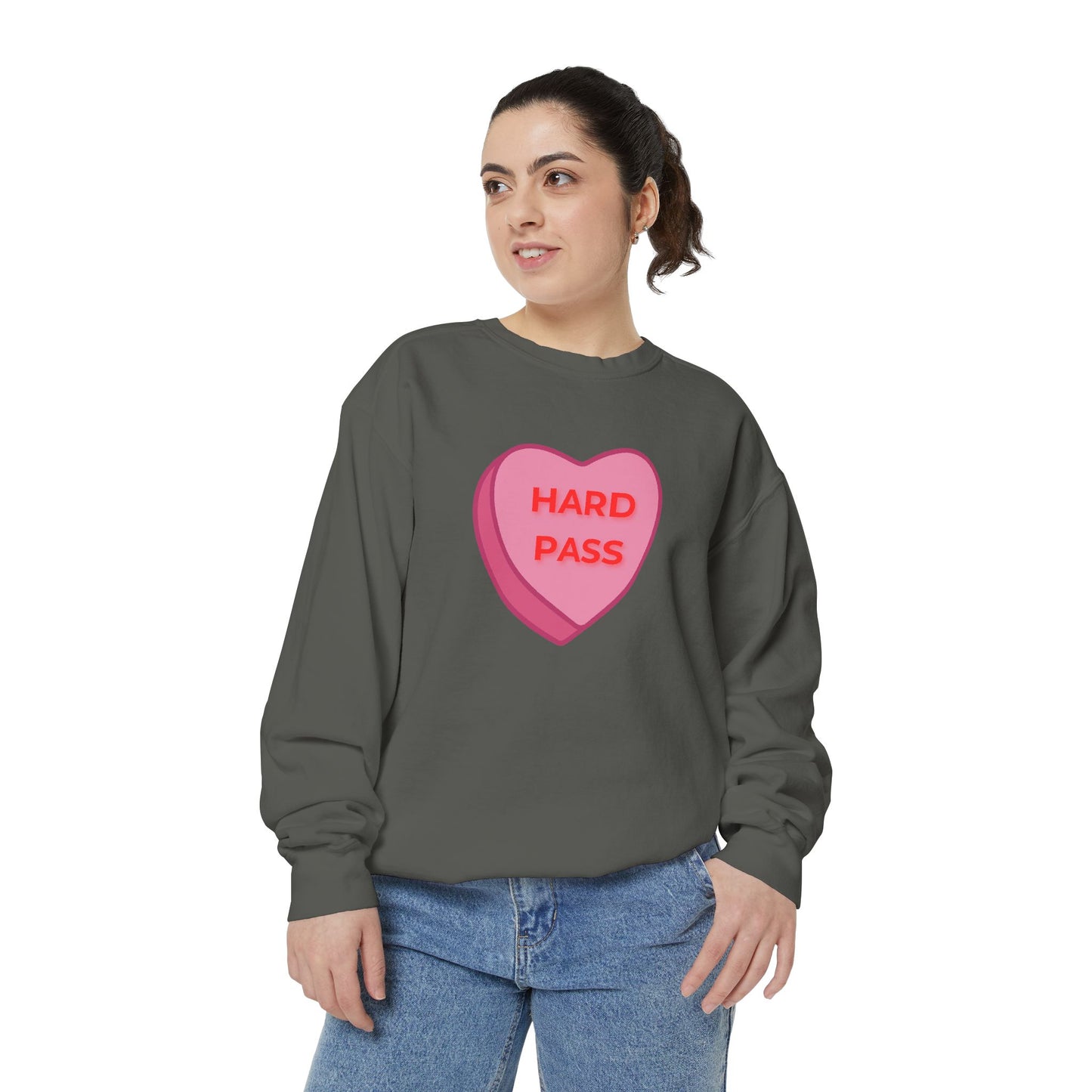 Hard Pass Candy Heart Color Blast Sweatshirt