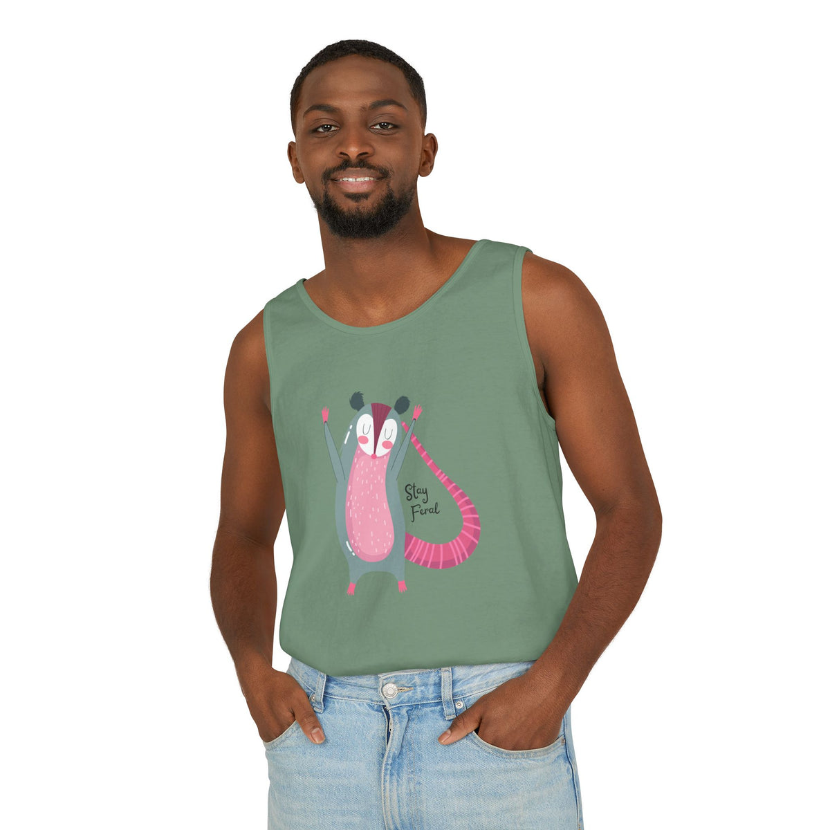 Stay Feral – Happy Possum Unisex Jersey Tank