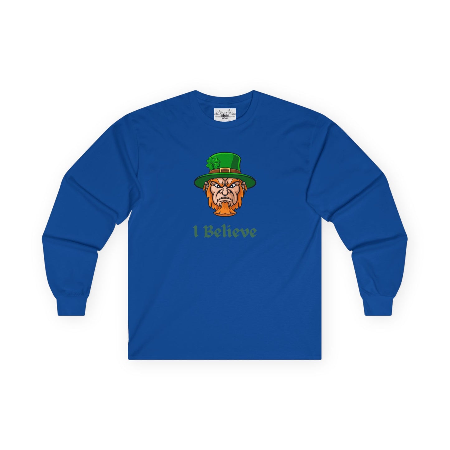 "I Believe" Long Sleeve Graphic Tee – Vintage Leprechaun Illustration