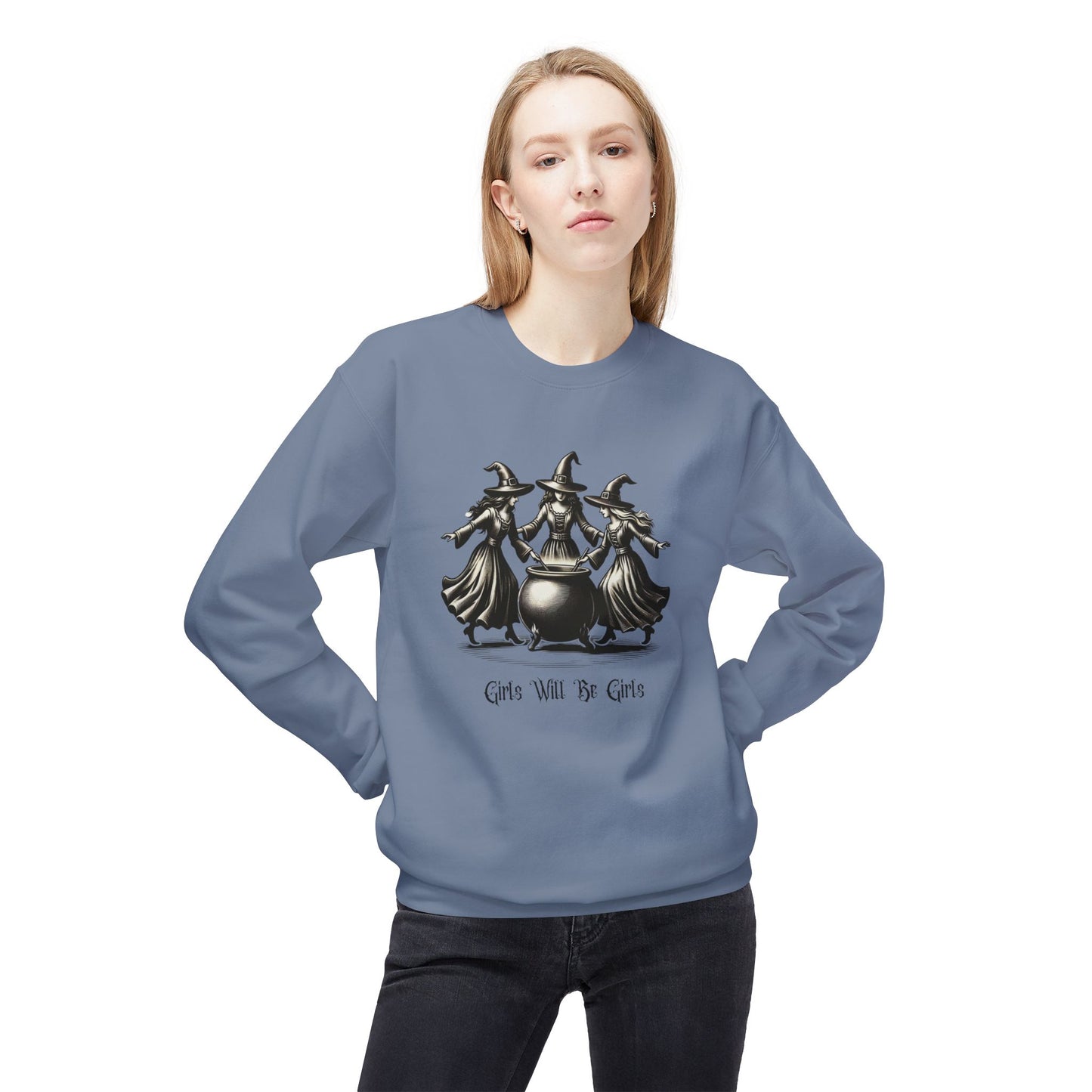 "Girls Will Be Girls" Witches Unisex Crewneck Sweatshirt