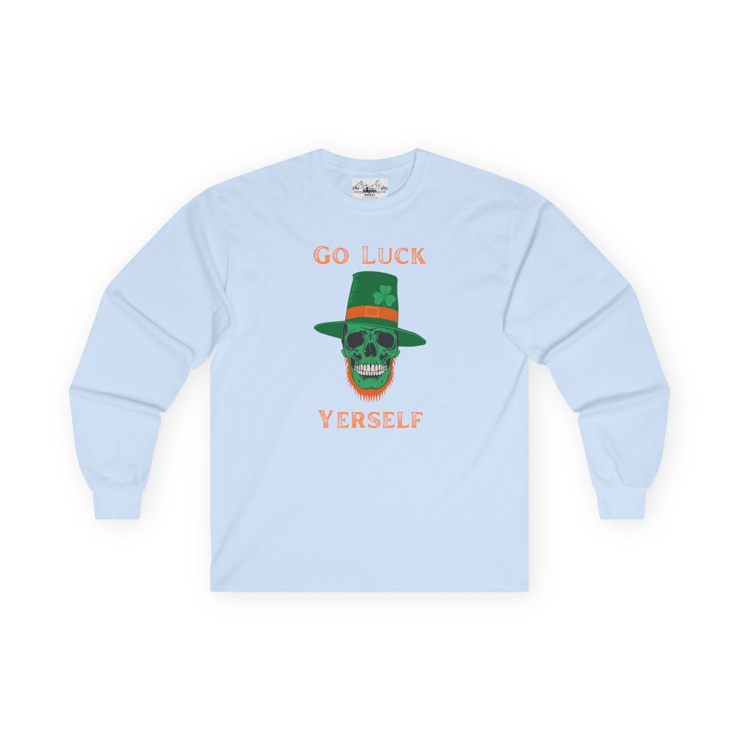 "Go Luck Yerself" Long Sleeve Tee – Emerald Skull Graphic