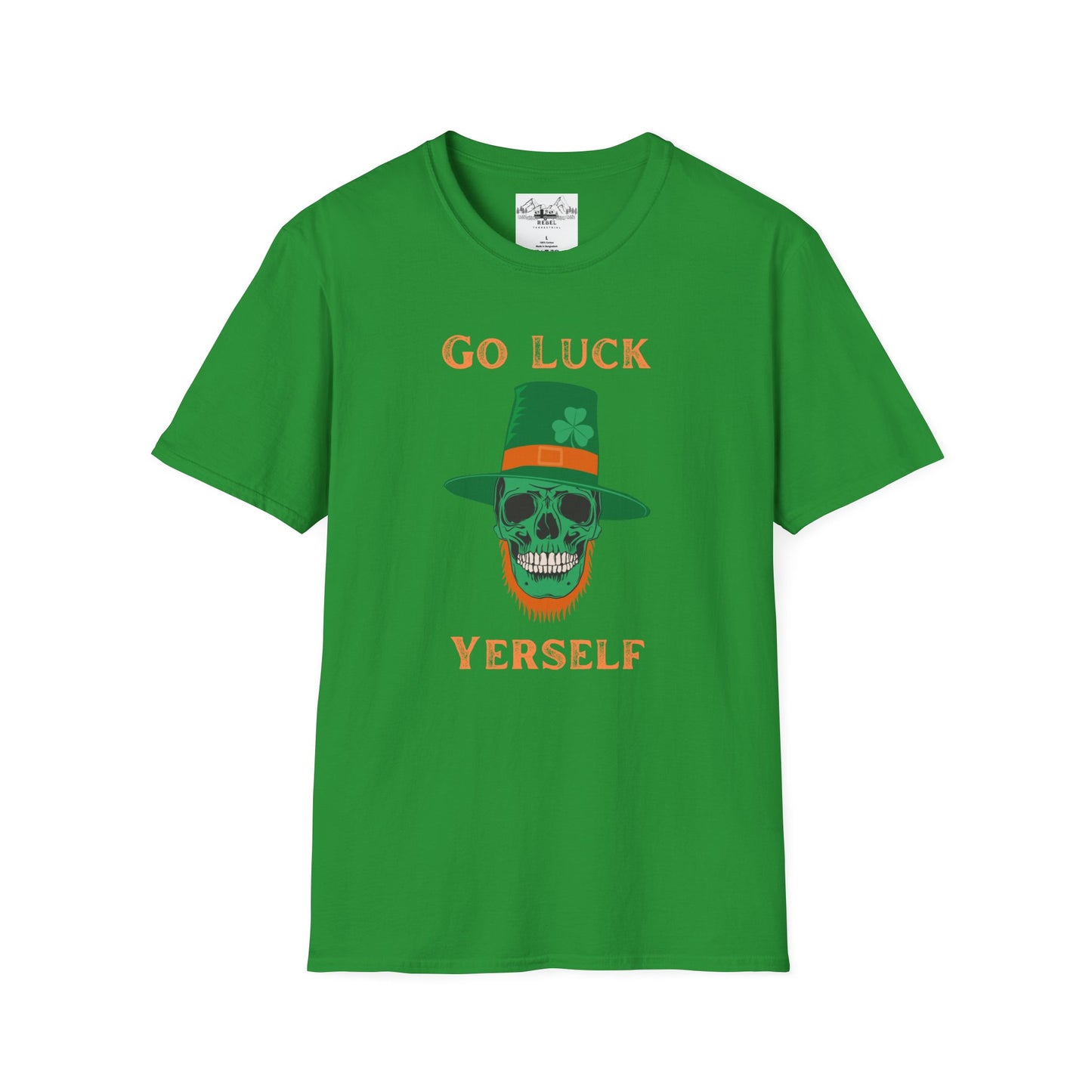 "Go Luck Yerself" Graphic Tee – Emerald Skull & Leprechaun Hat