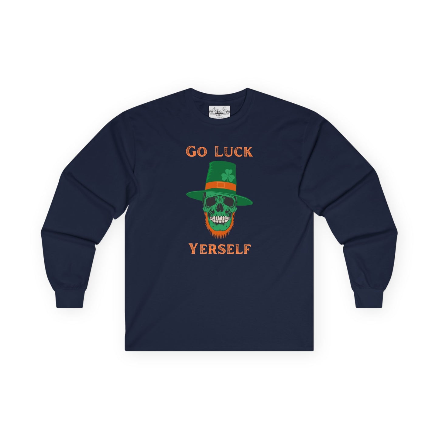"Go Luck Yerself" Long Sleeve Tee – Emerald Skull Graphic