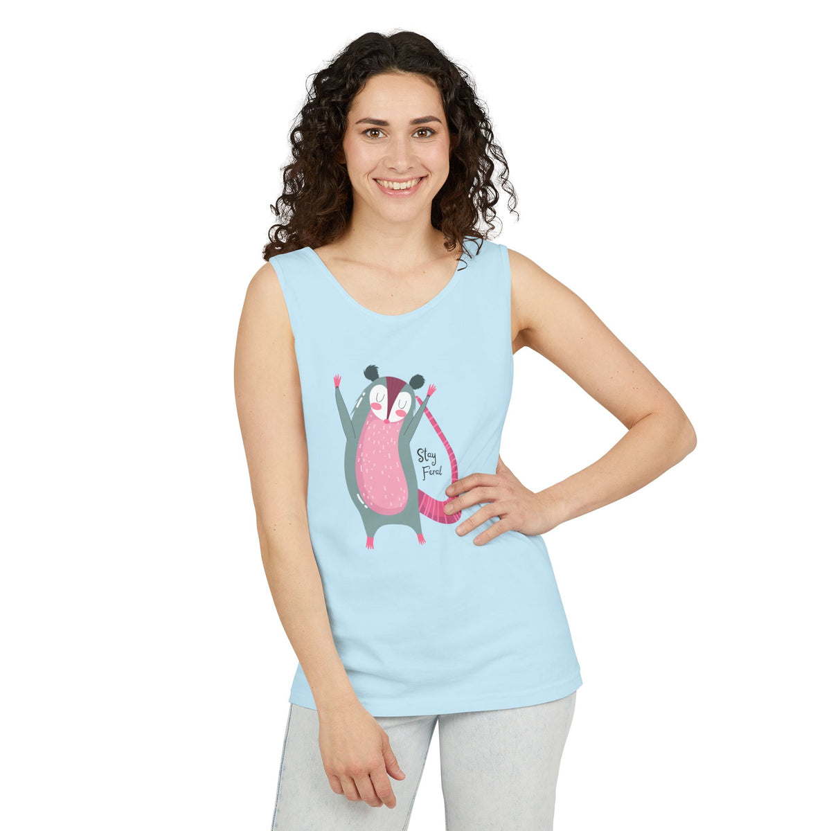 Stay Feral – Happy Possum Unisex Jersey Tank