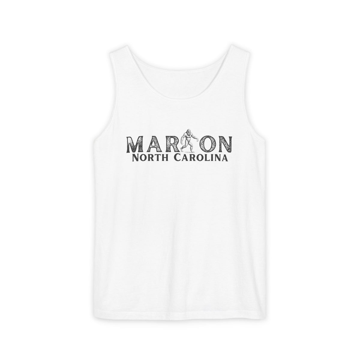 Marion, NC Bigfoot Unisex Garment-Dyed Tank Top | Sasquatch Graphic Tank