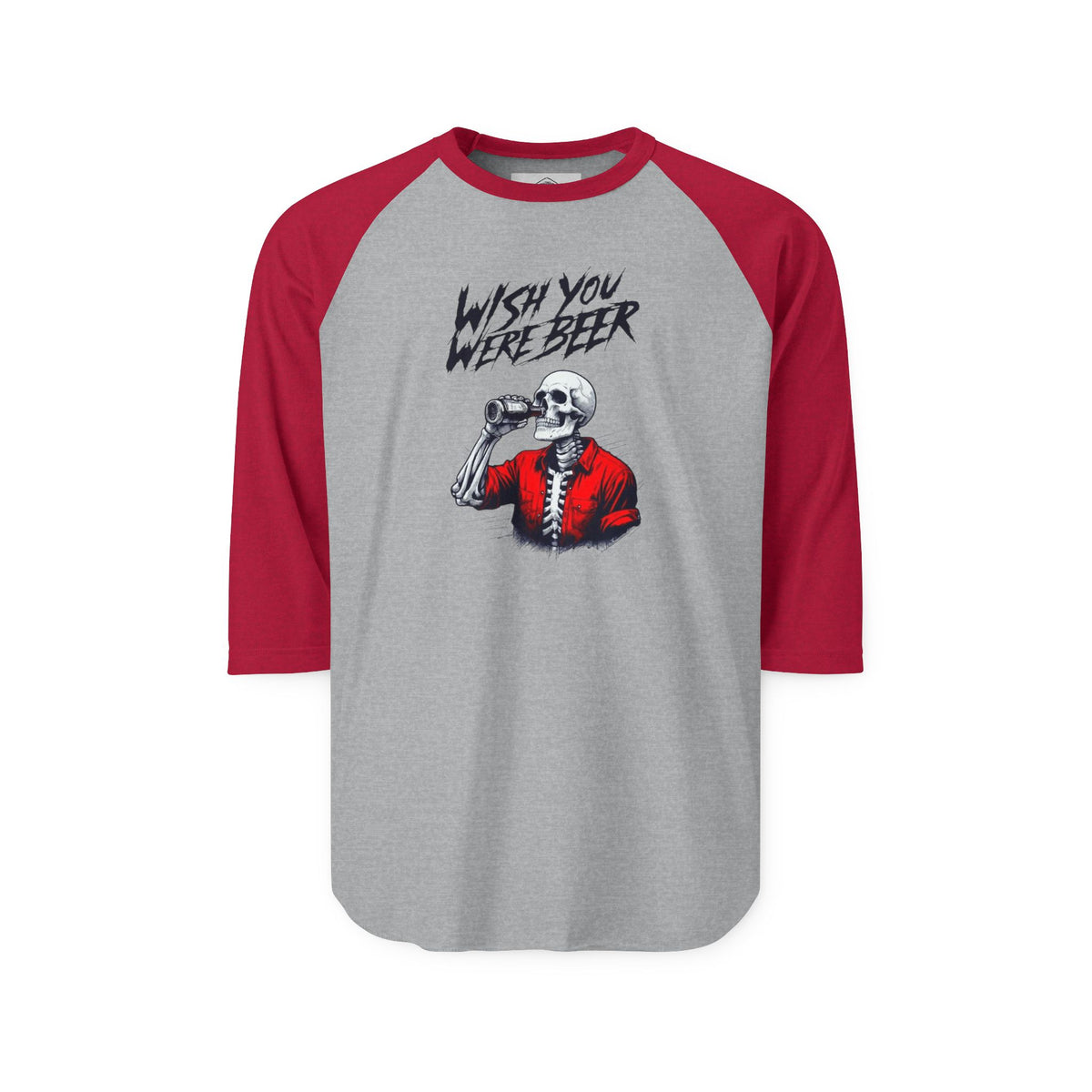 Wish You Were Beer – Skeleton 3/4 Sleeve Raglan Shirt