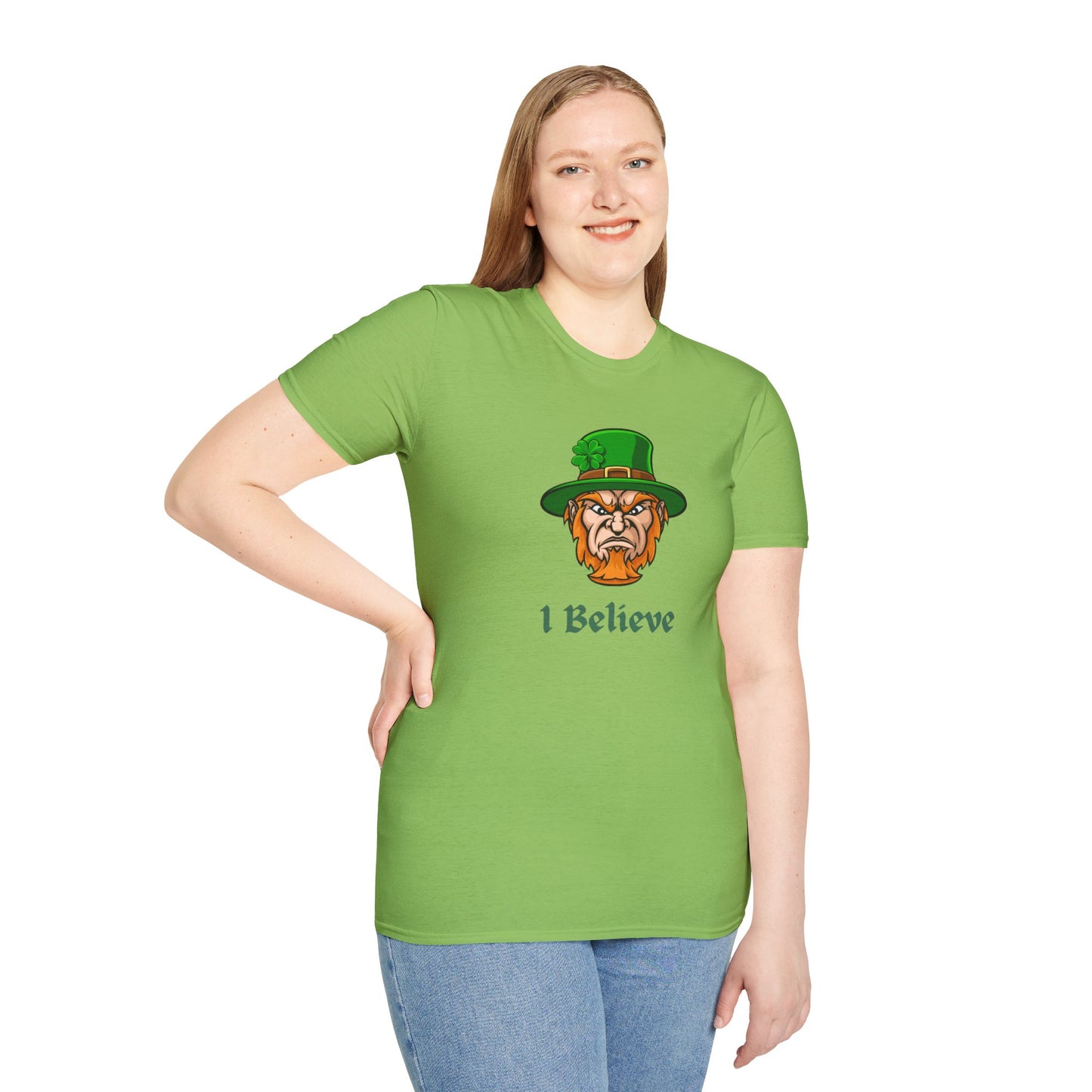 "I Believe" Angry Leprechaun Graphic Tee – Playful Celtic Spirit